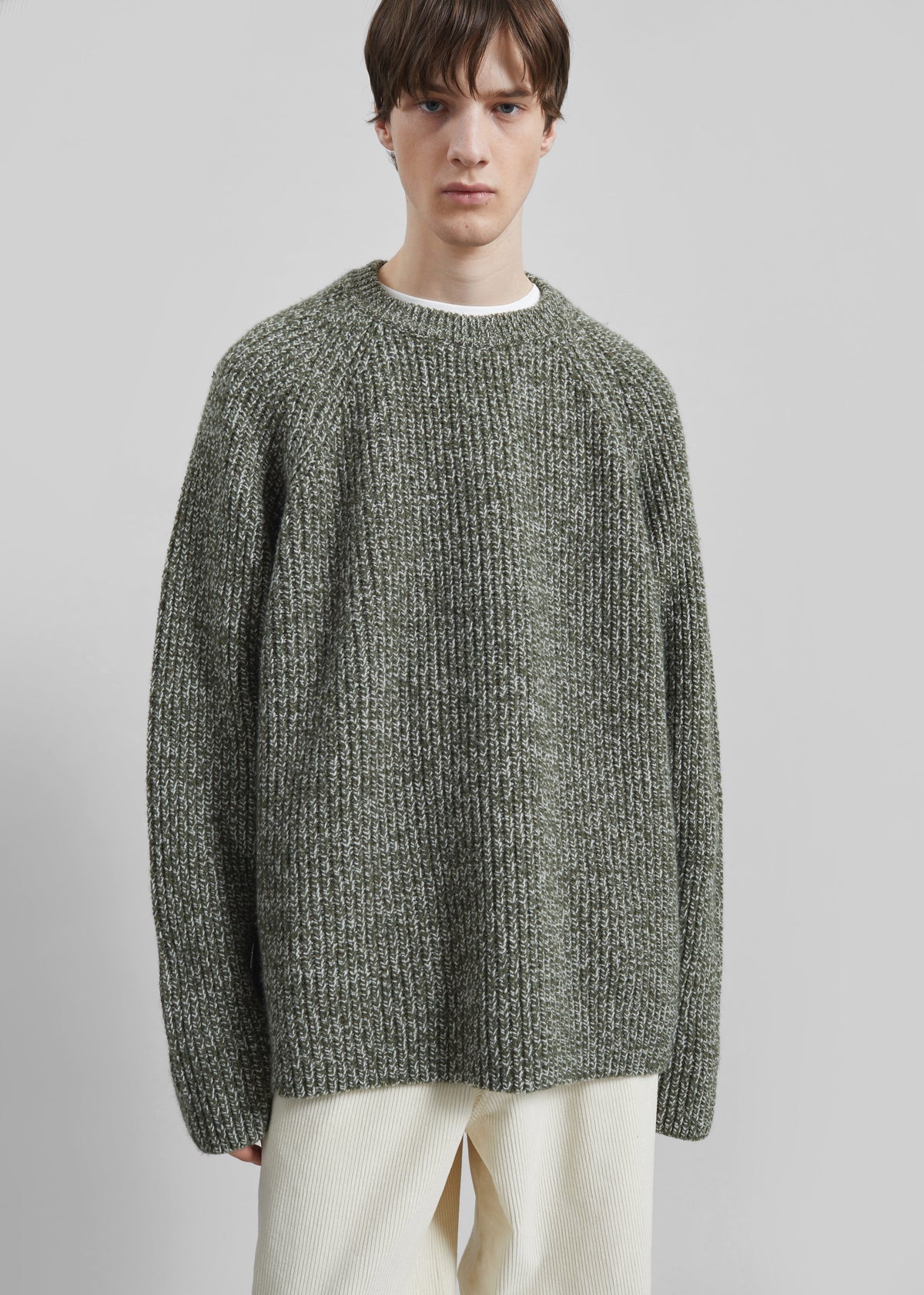 Carter Crew Neck Sweater - Olive/White - 5
