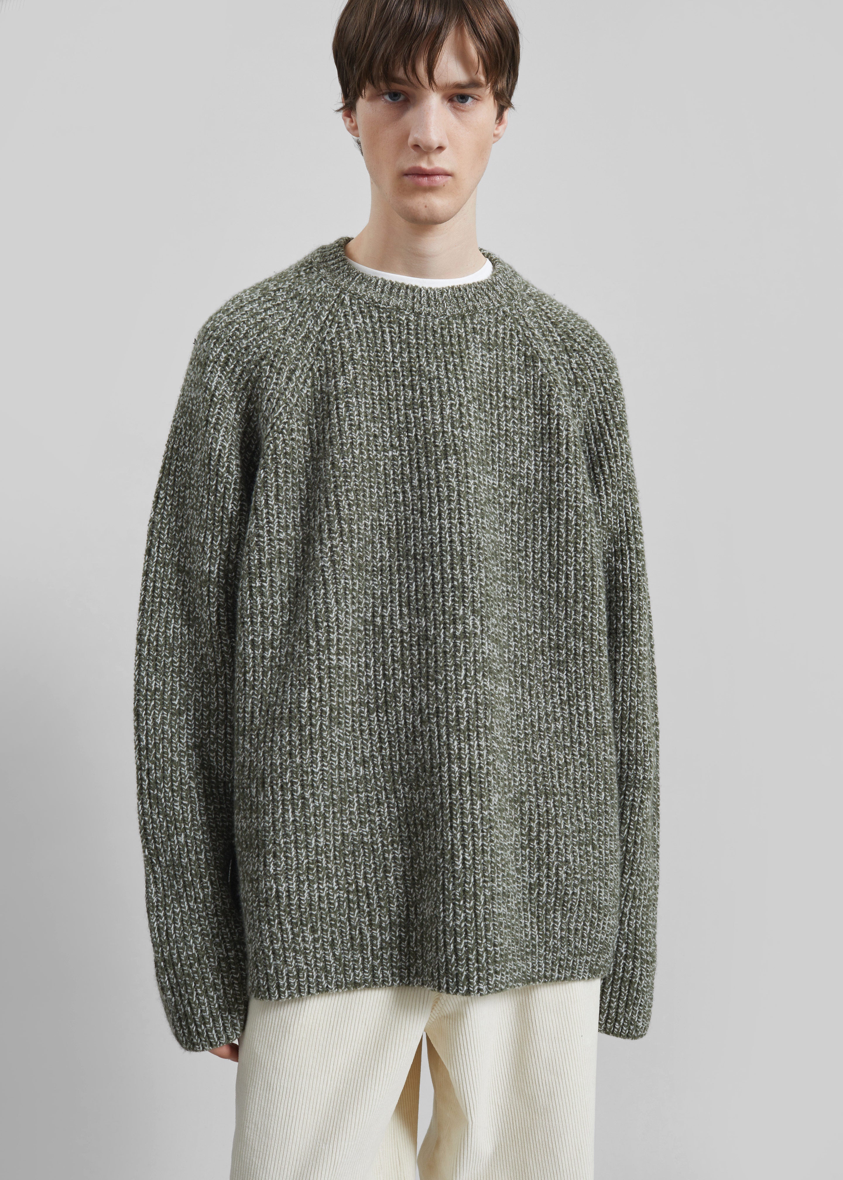 Carter Crew Neck Sweater - Olive/White - 5