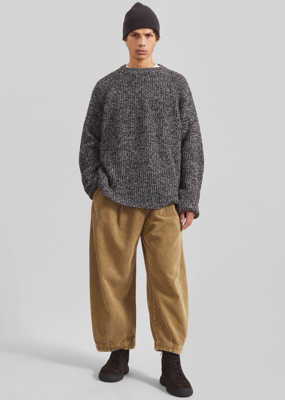 Carter Crewneck Sweater - Black Melange - 1