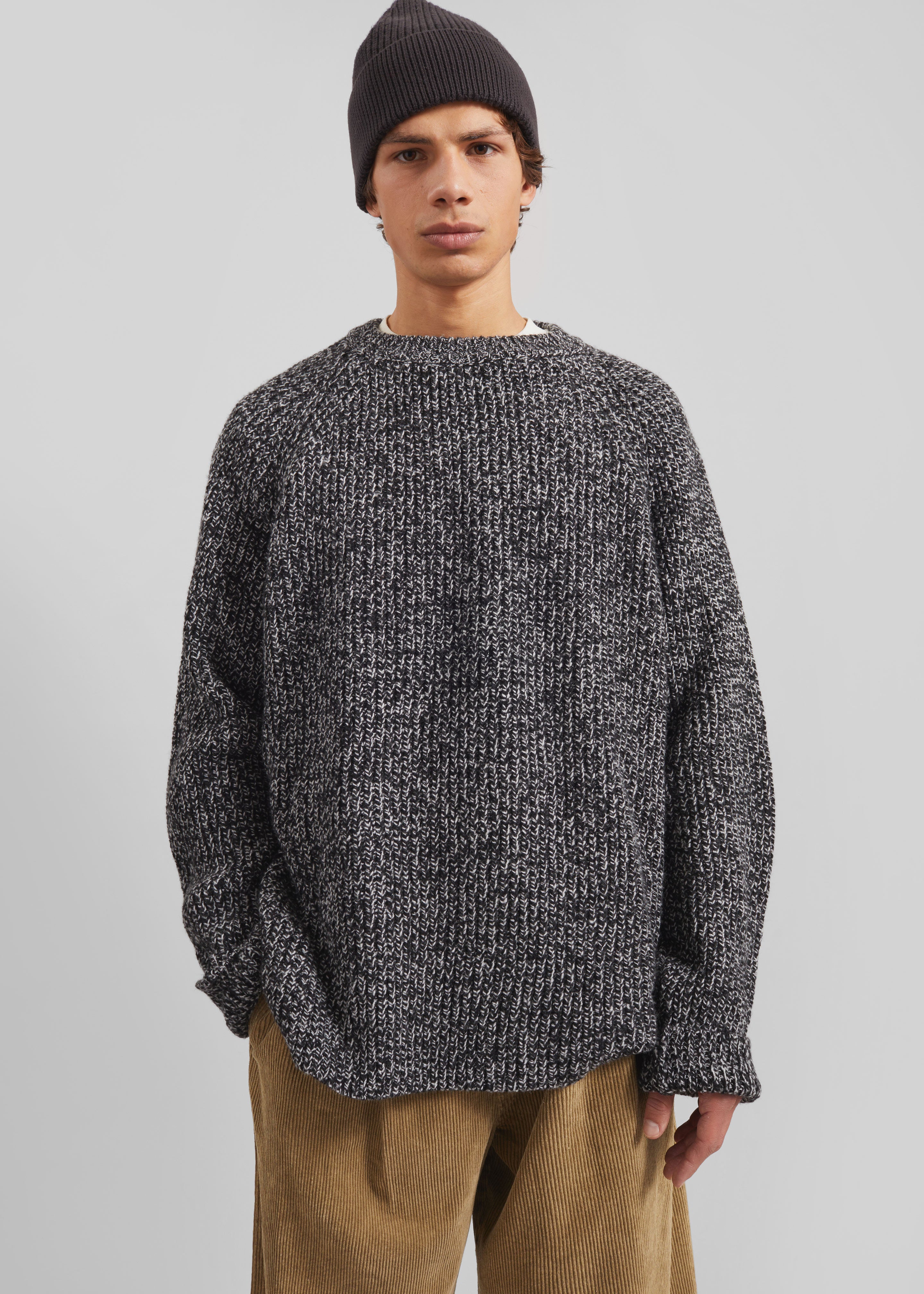 Carter Crewneck Sweater - Black Melange - 4
