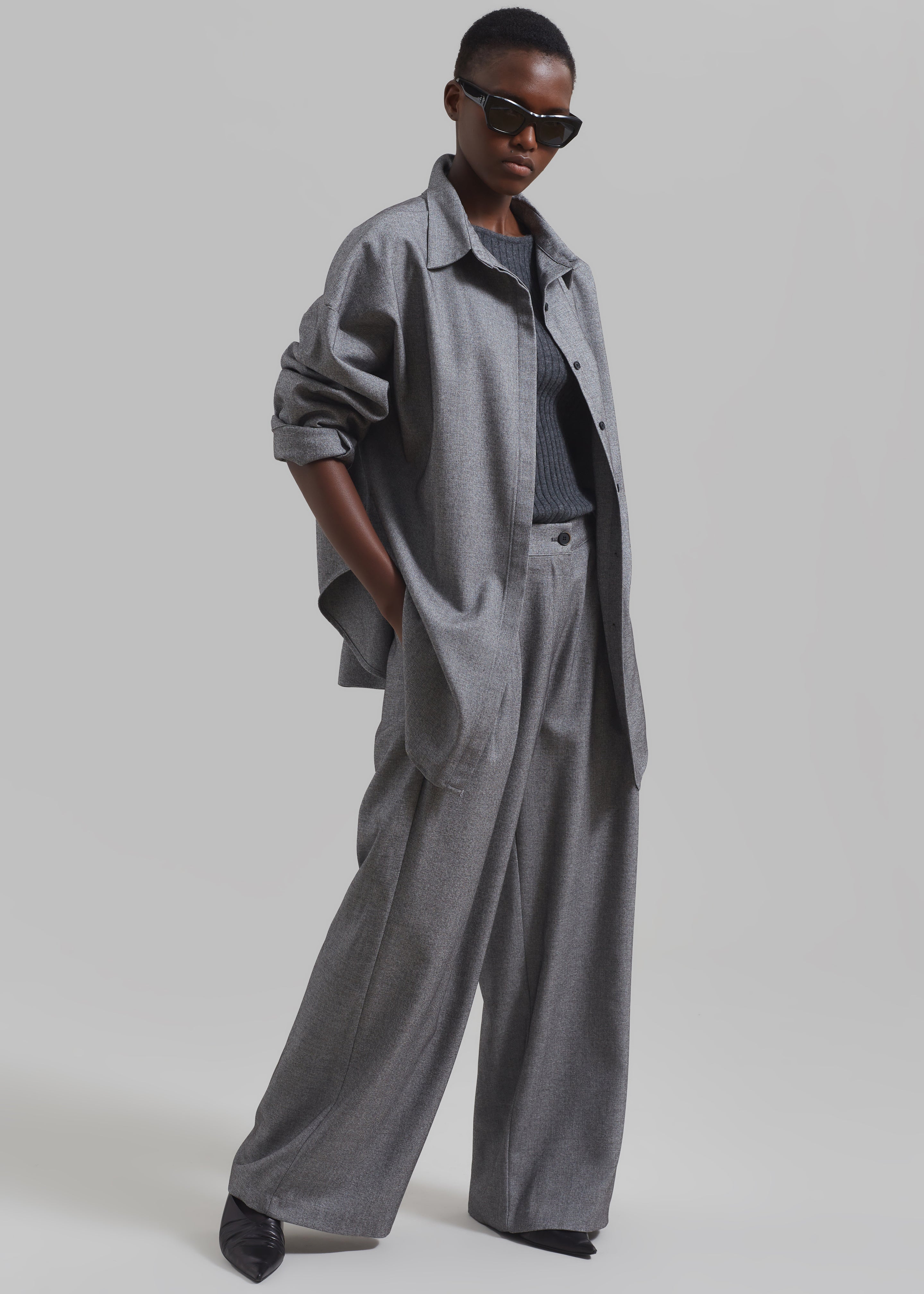 Casey Pleated Trousers - Grey