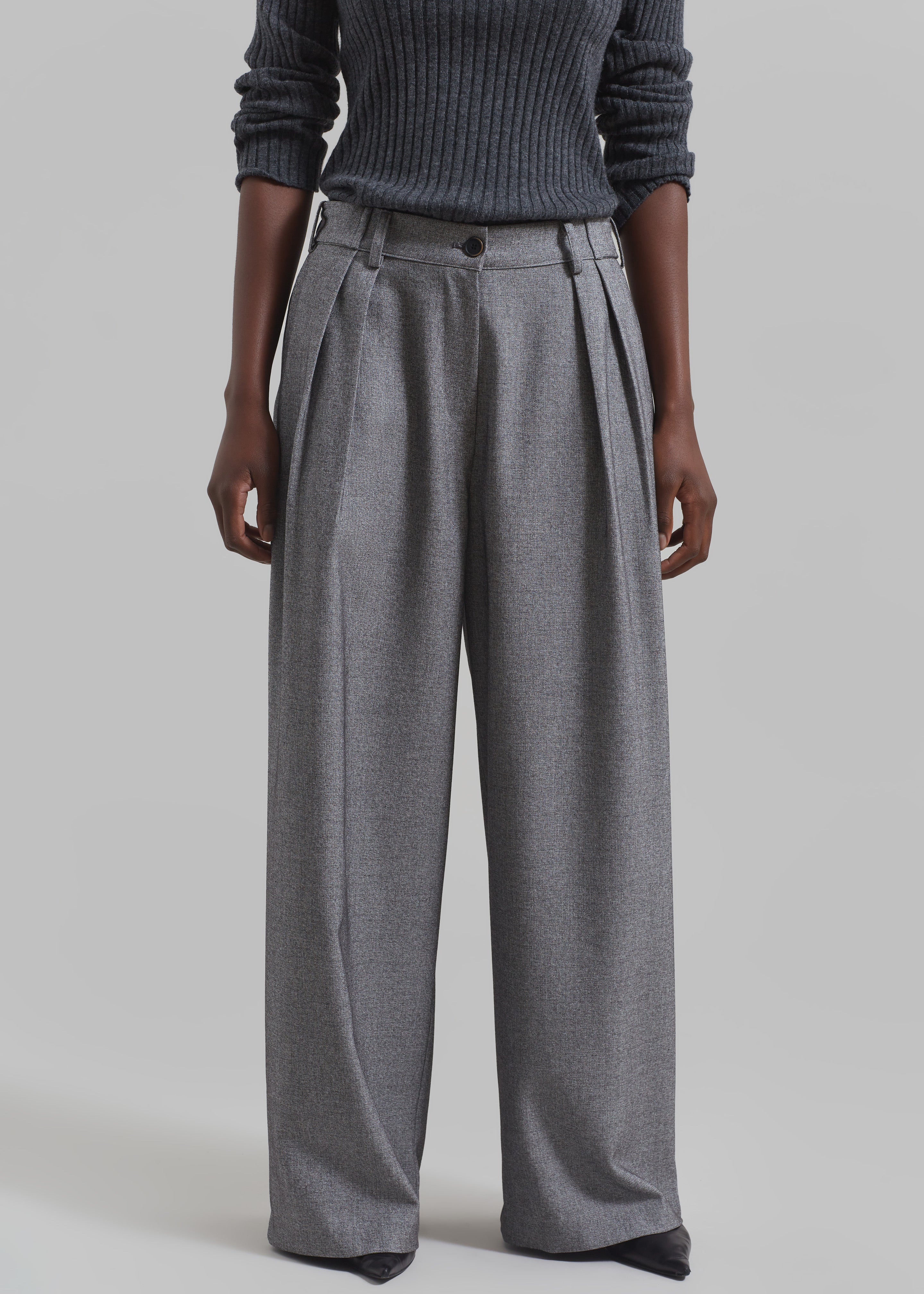 Casey Pleated Trousers - Grey - 2
