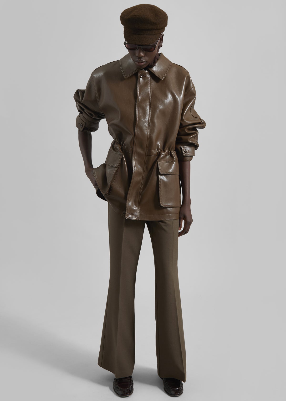 Milford Faux Leather Balloon Jacket - Brown – The Frankie Shop