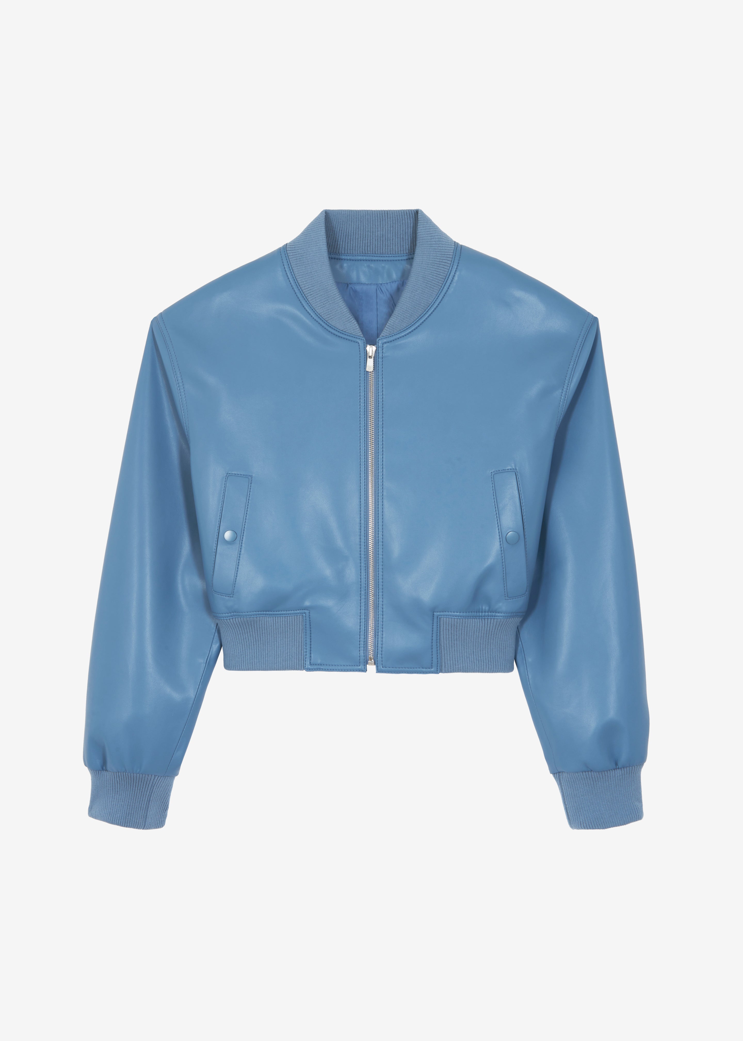 Cassie Faux Leather Bomber - Blue - 11