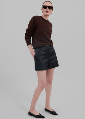 Cassie Faux Leather Mini Shorts - Black