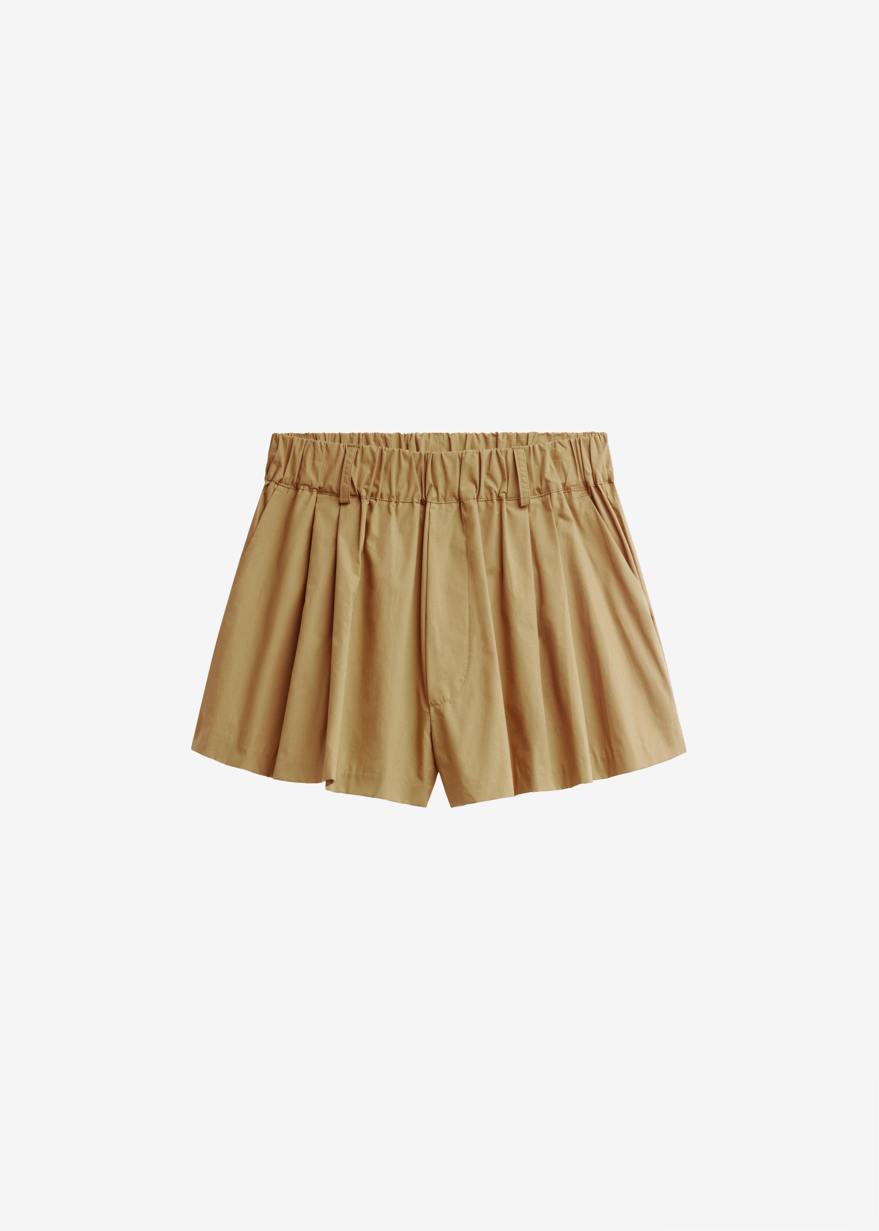 Castalia Cotton Gathered Shorts - Camel - 6