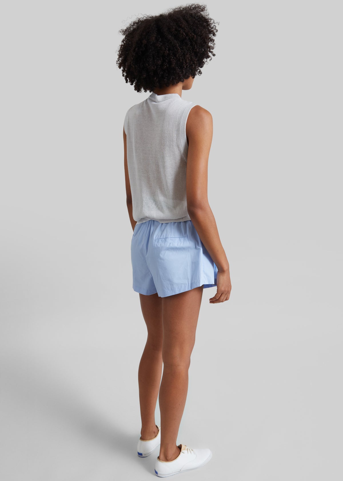 Castalia Cotton Gathered Shorts - Sky Blue - 7
