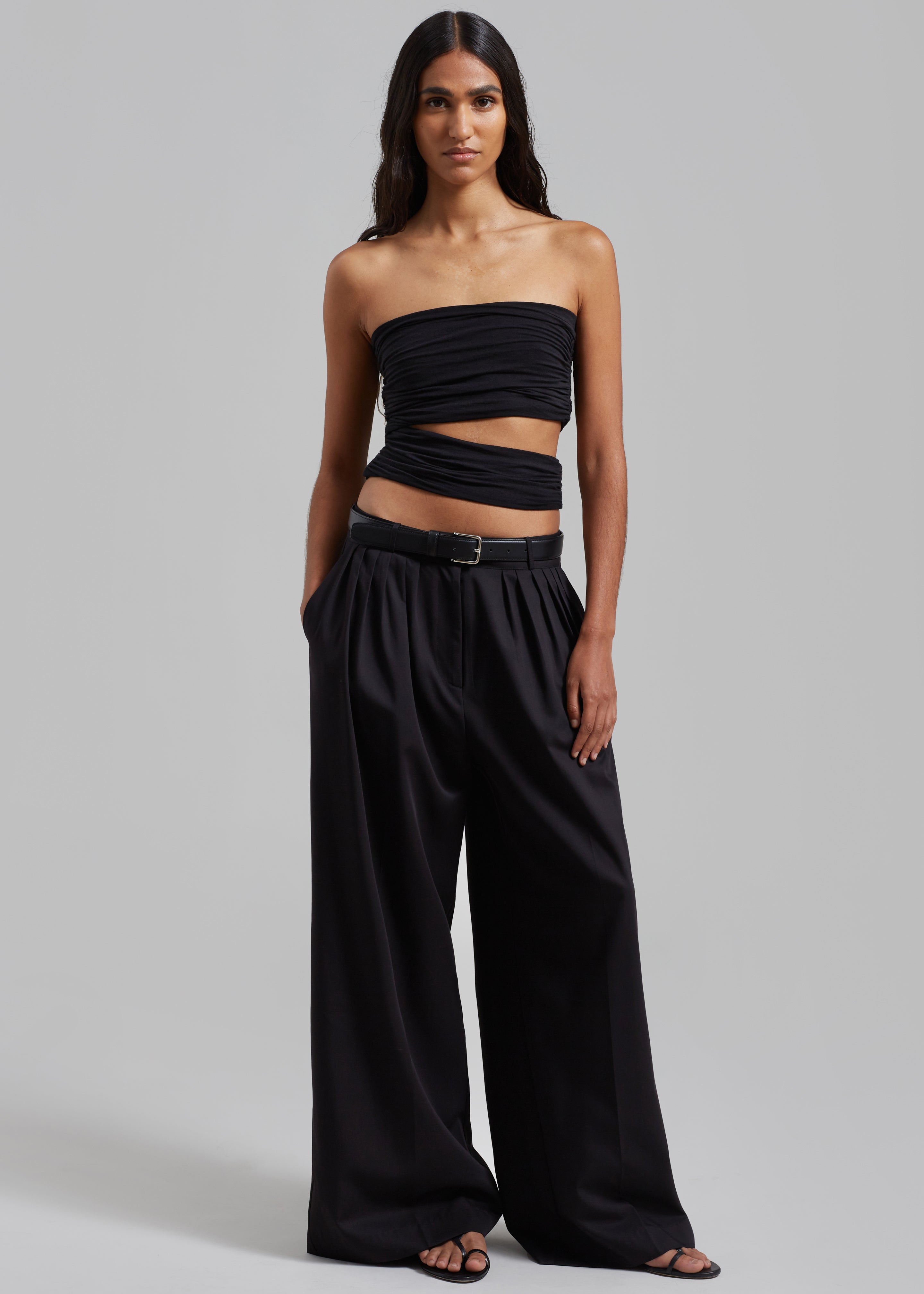 Catalina Pleated Trousers - Black - 1