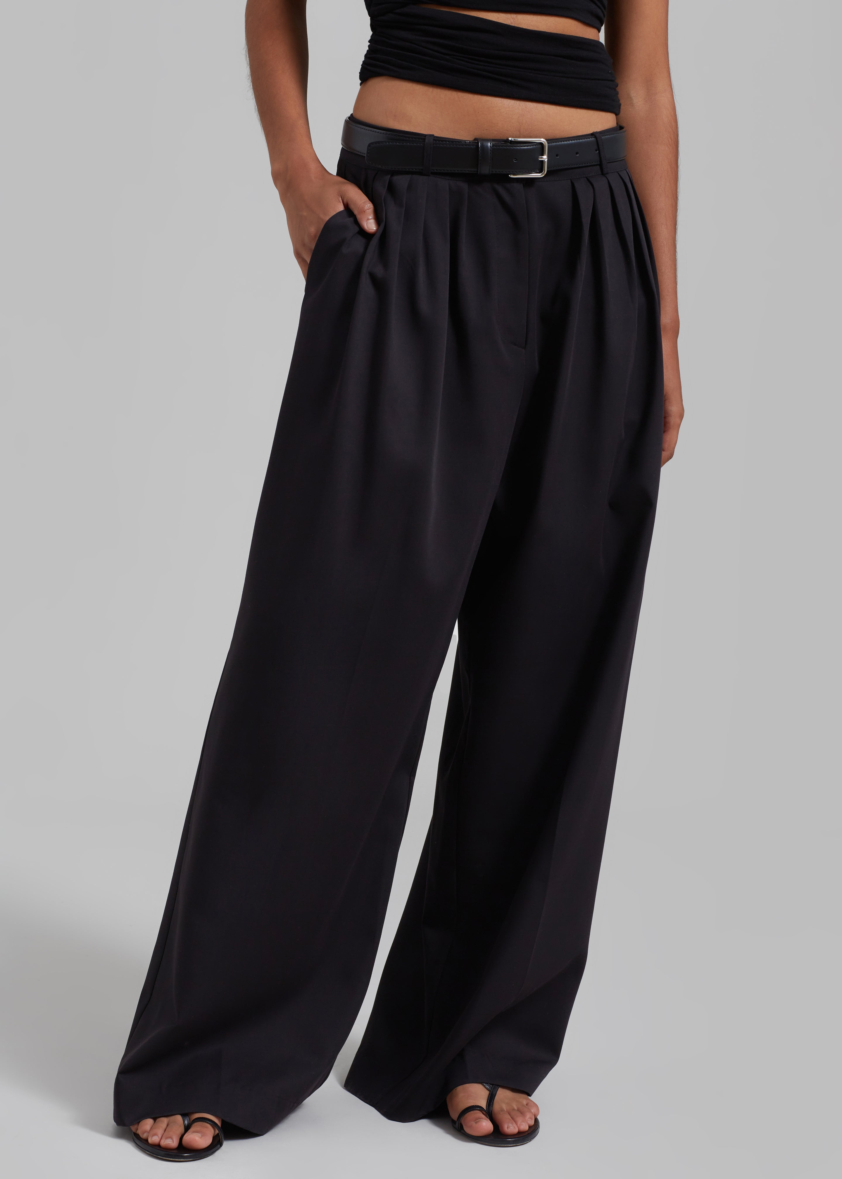 Catalina Pleated Trousers - Black - 5