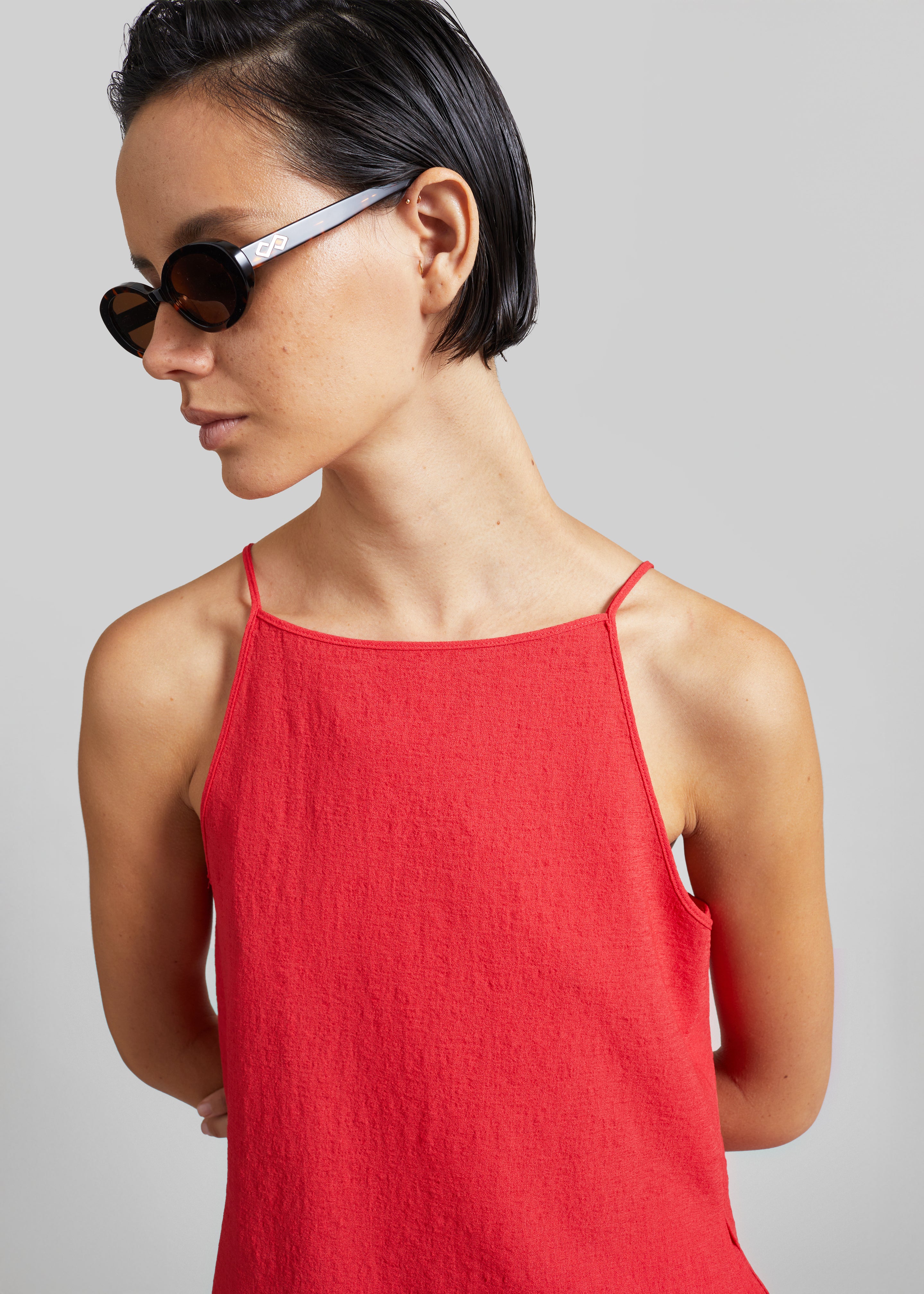 Cazaux Textured Boxy Top - Red - 2