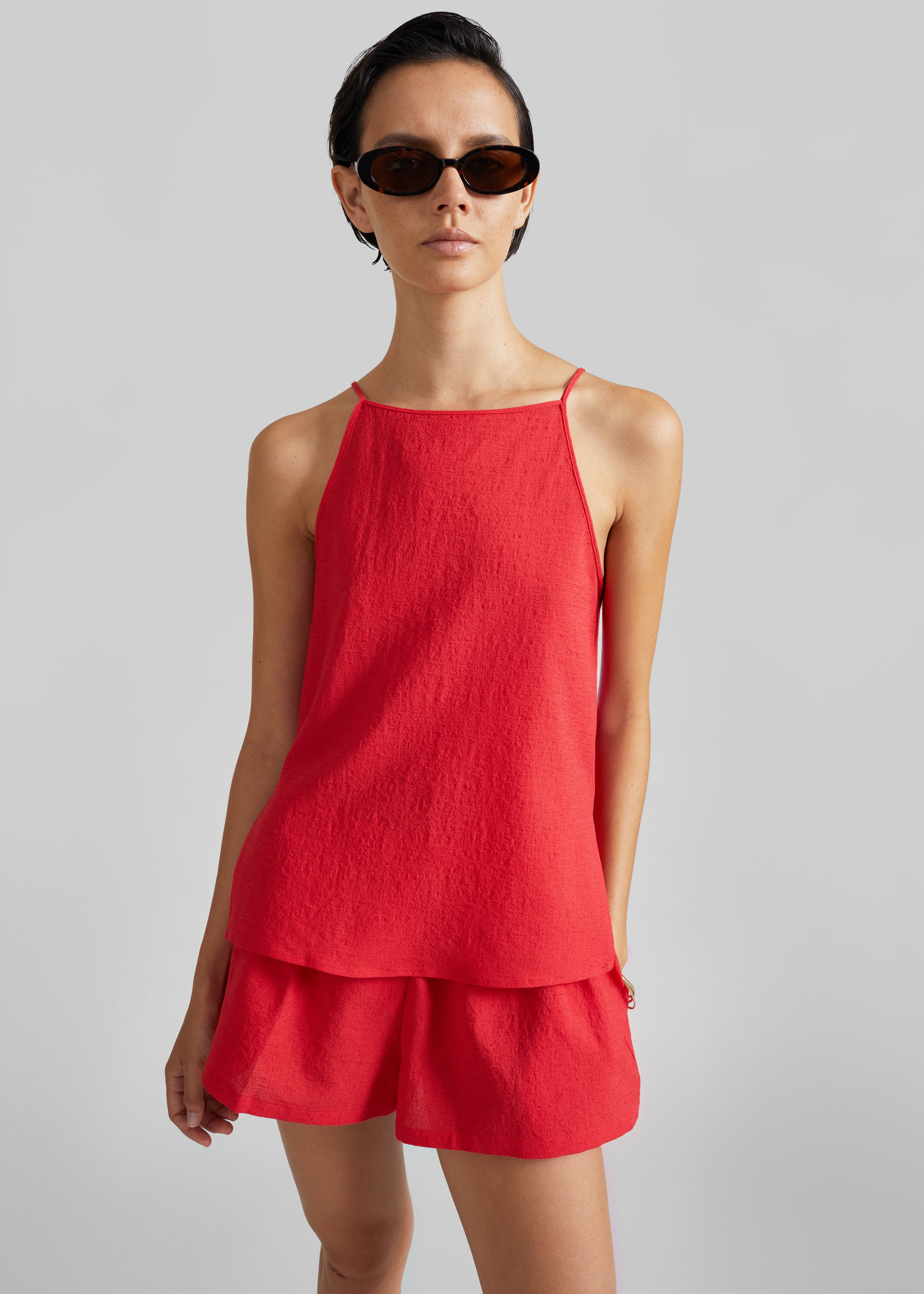 Cazaux Textured Mini Shorts - Red - 6