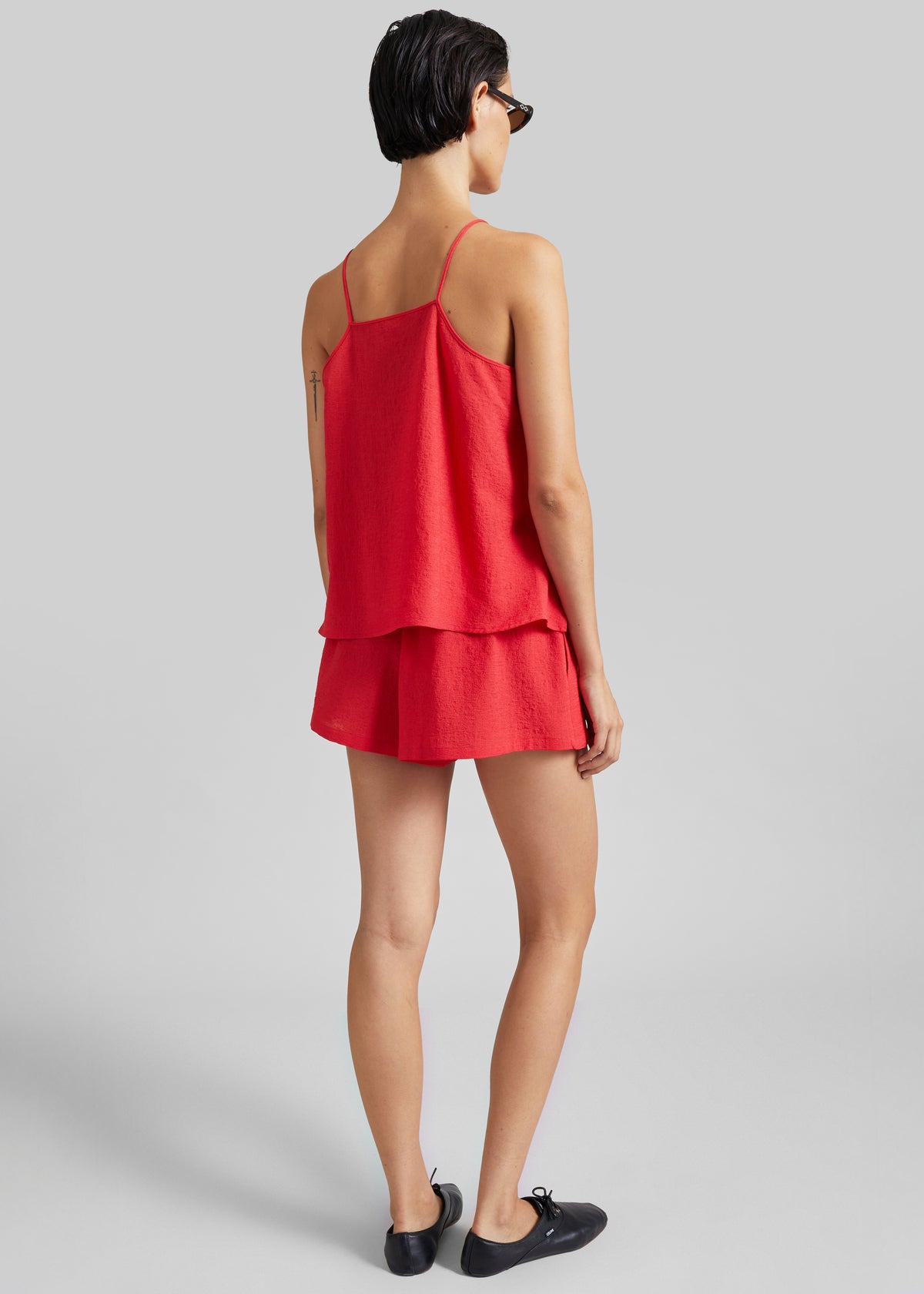 Cazaux Textured Mini Shorts - Red - 8