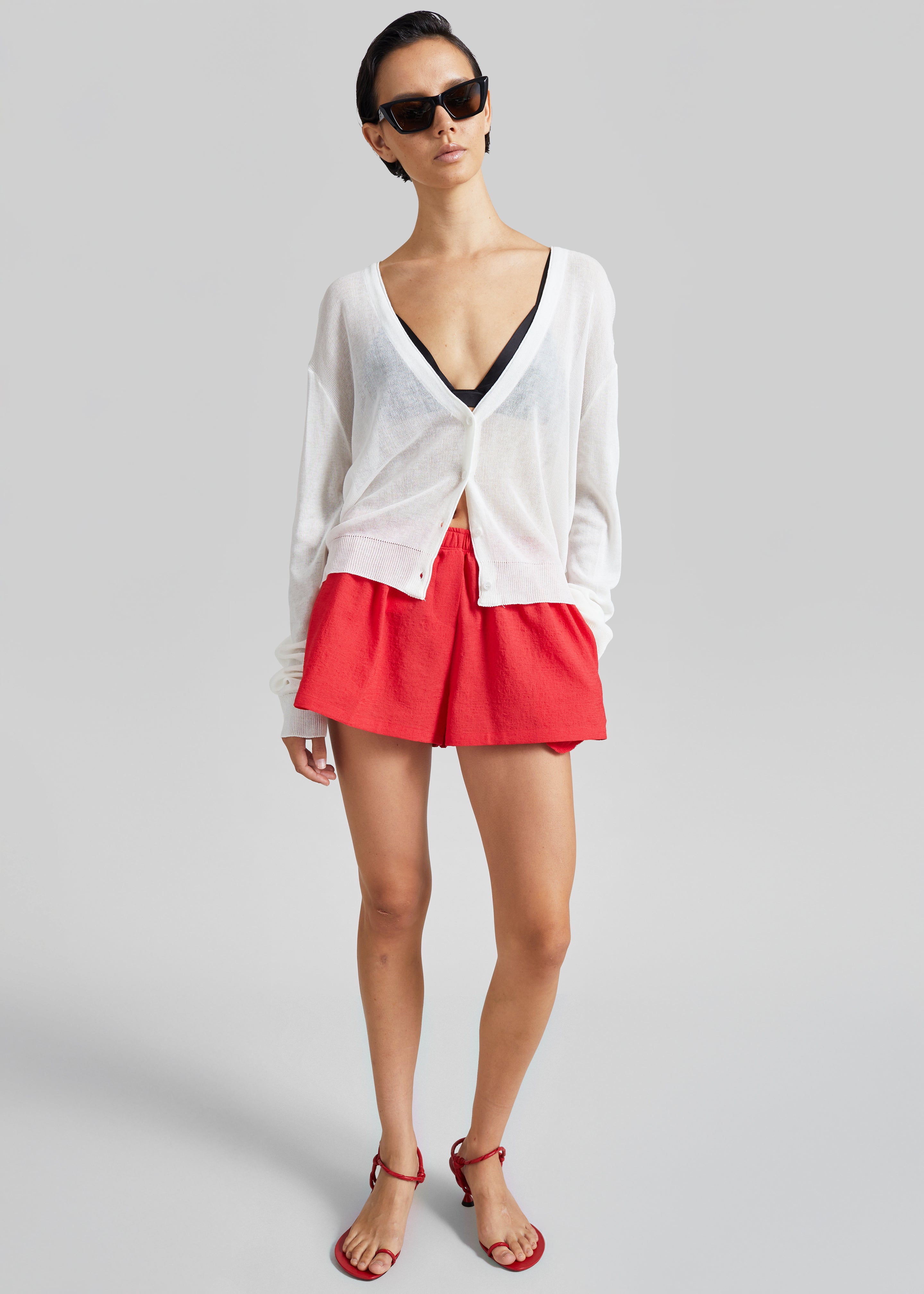Cazaux Textured Mini Shorts - Red - 3