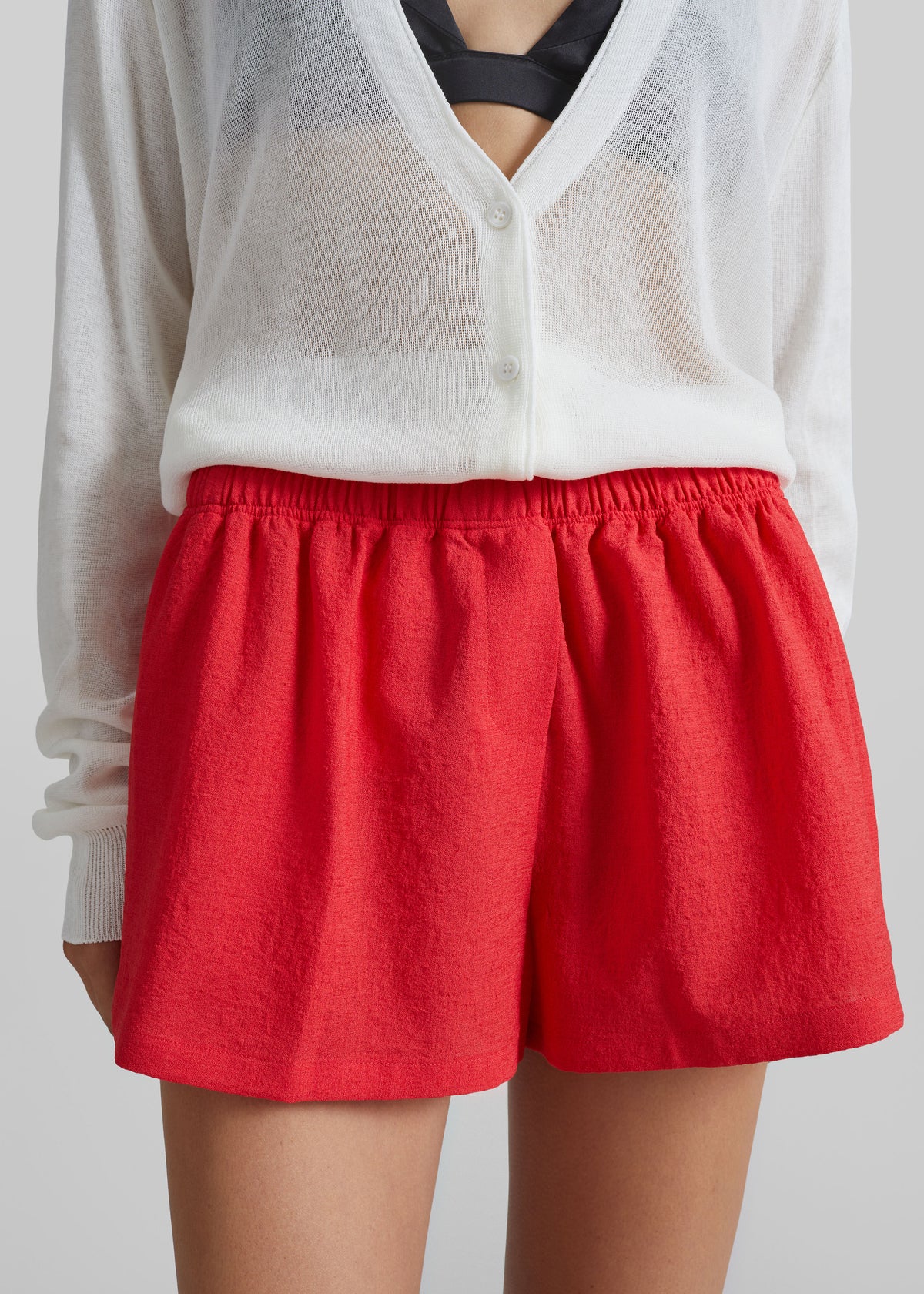 Cazaux Textured Mini Shorts - Red - 4