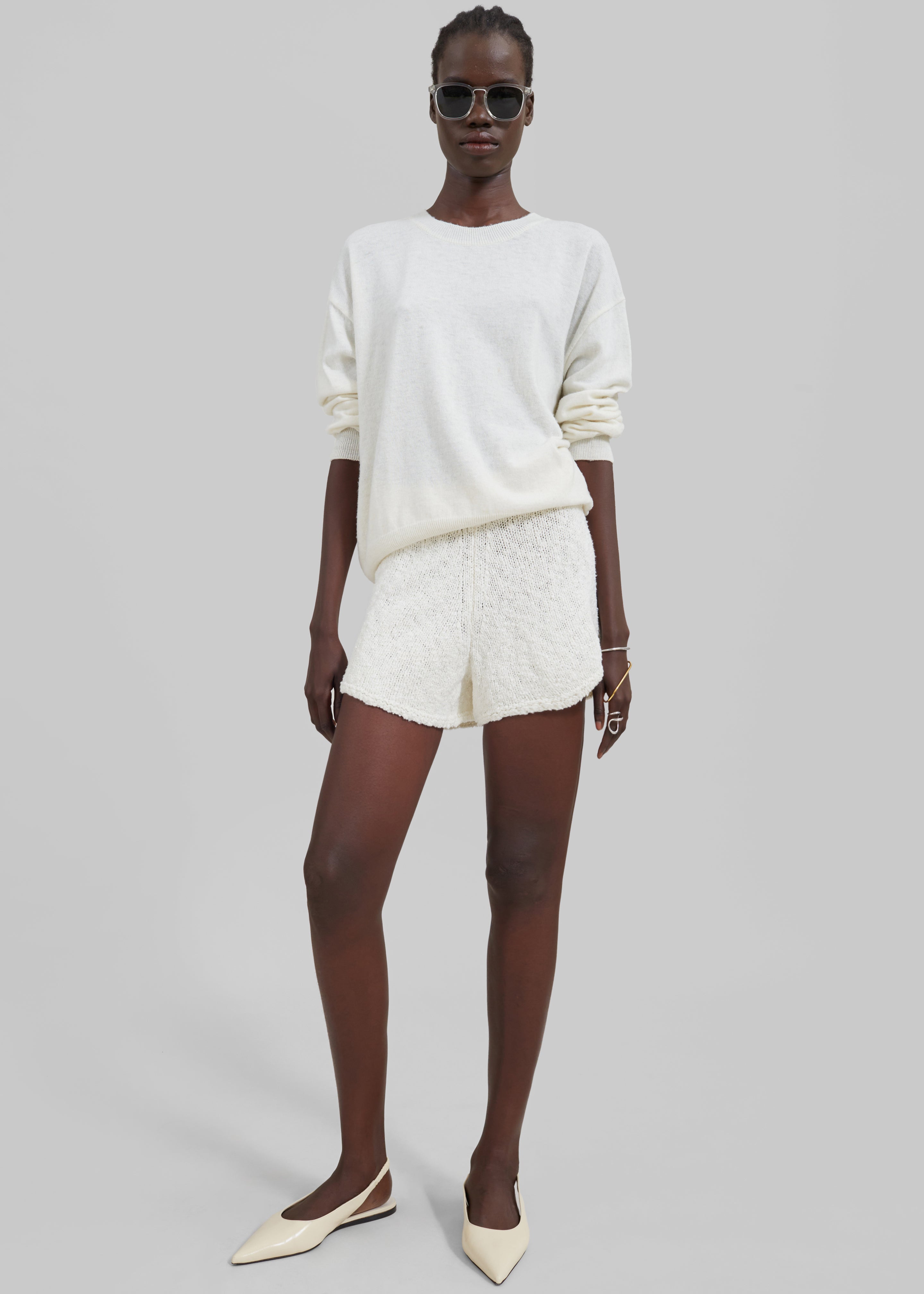 Cecilia Knitted Mini Shorts - Ivory - 5