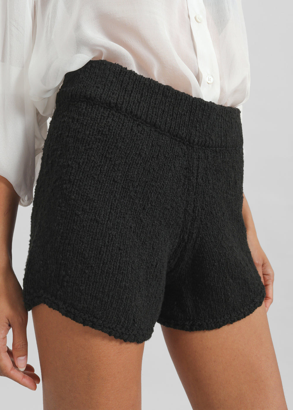 Cecilia Knitted Mini Shorts - Black - 1