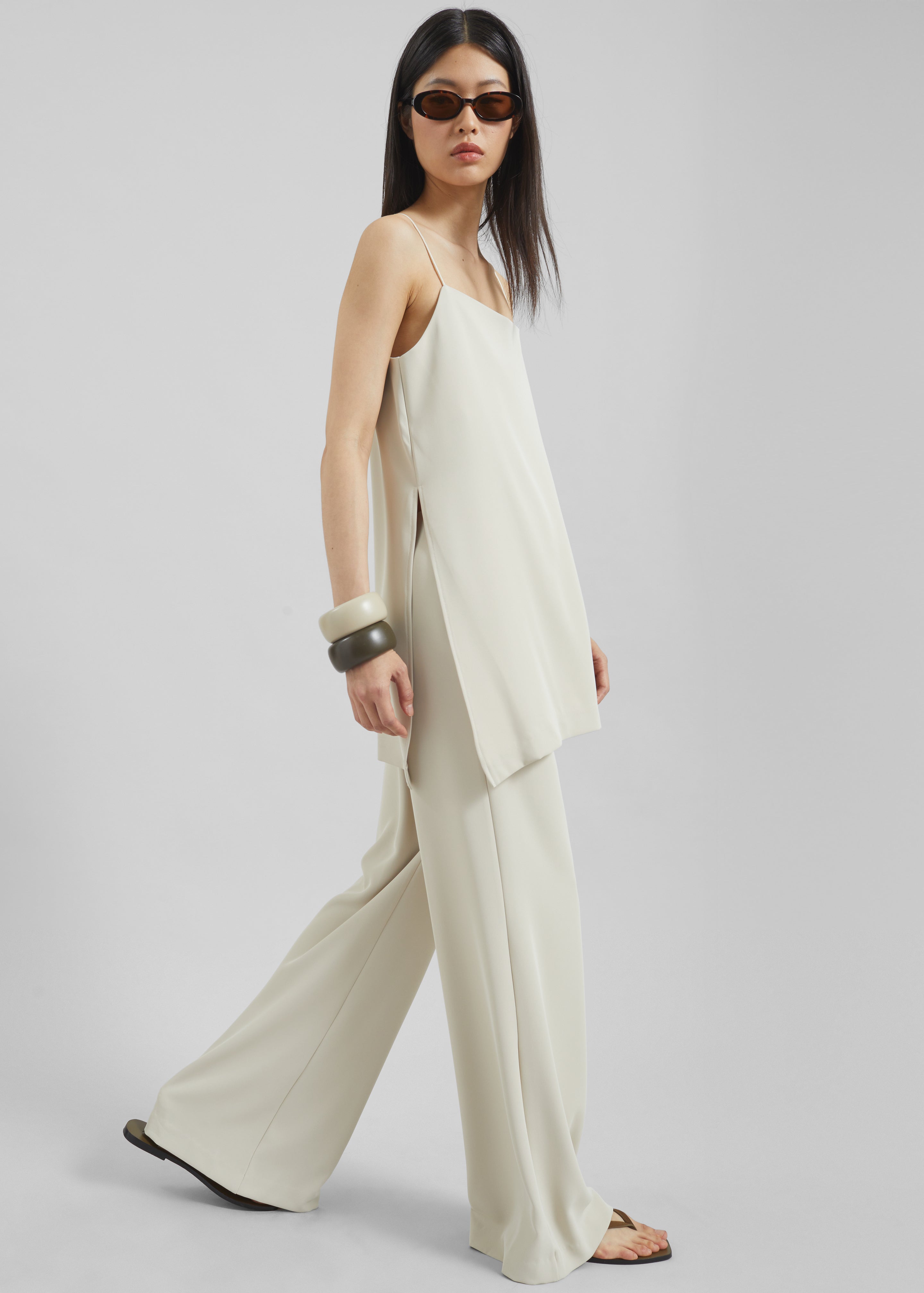 Celano Fluid Wide Pants - Light Beige - 1