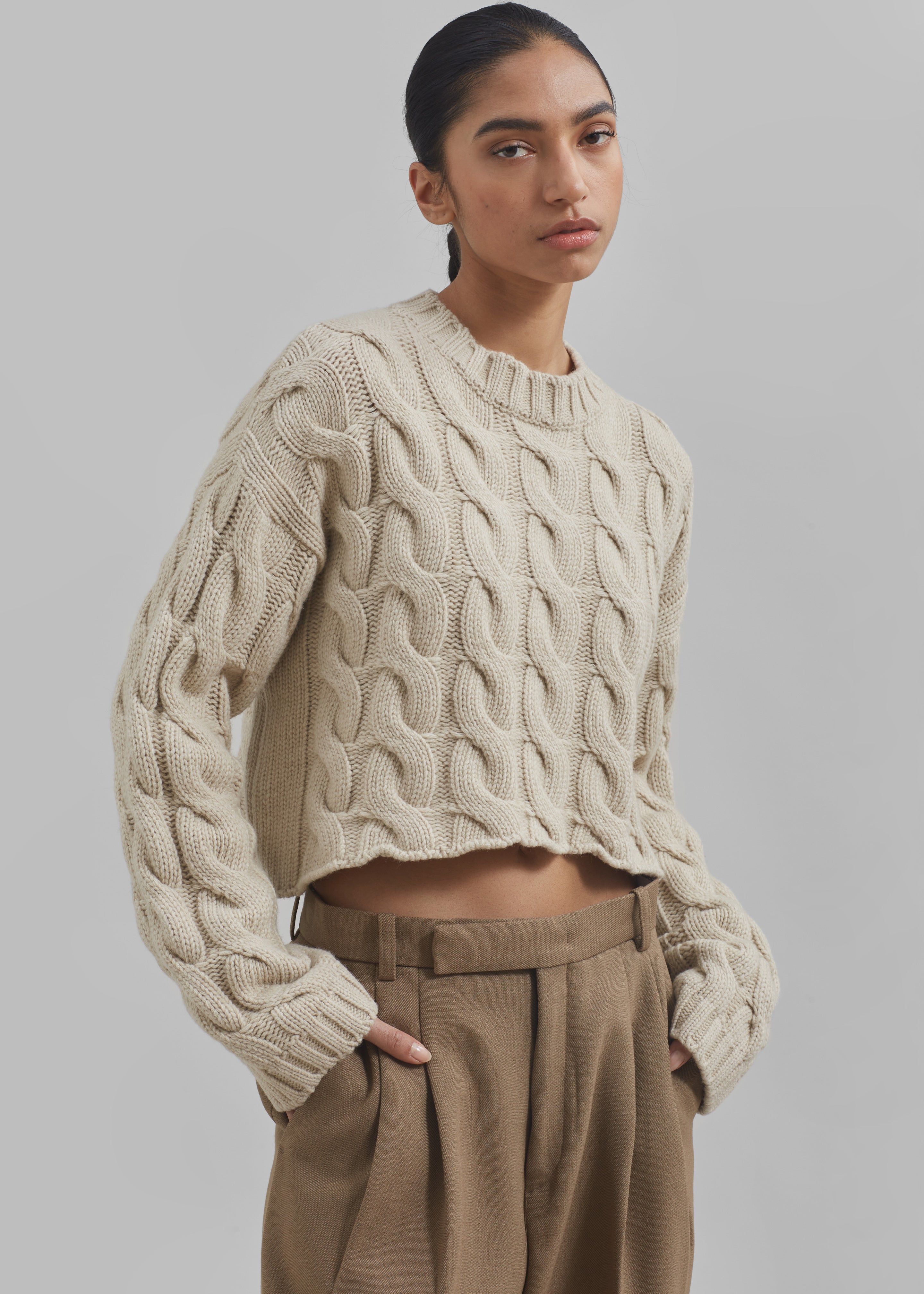 Chandler Braided Sweater - Beige