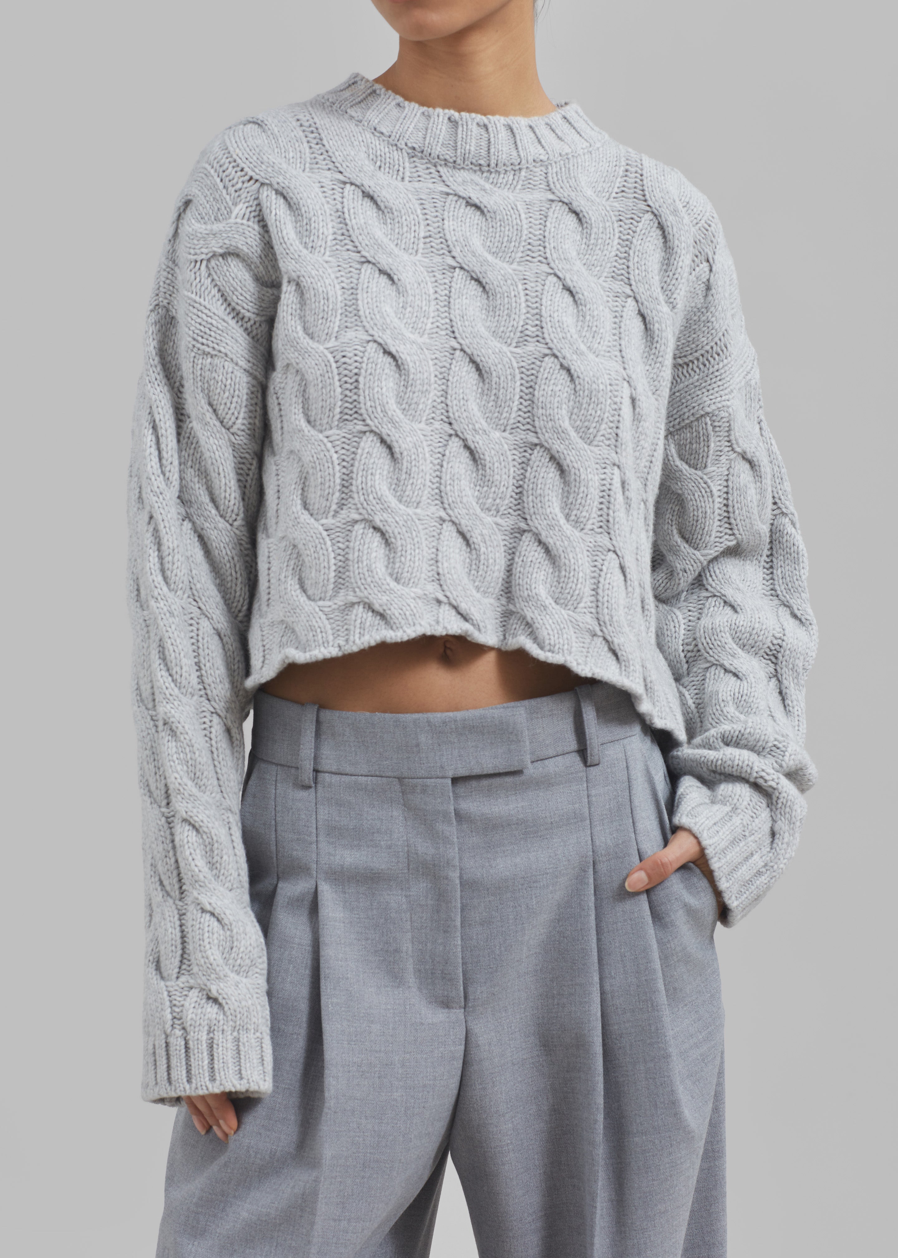Chandler Braided Sweater - Grey - 3