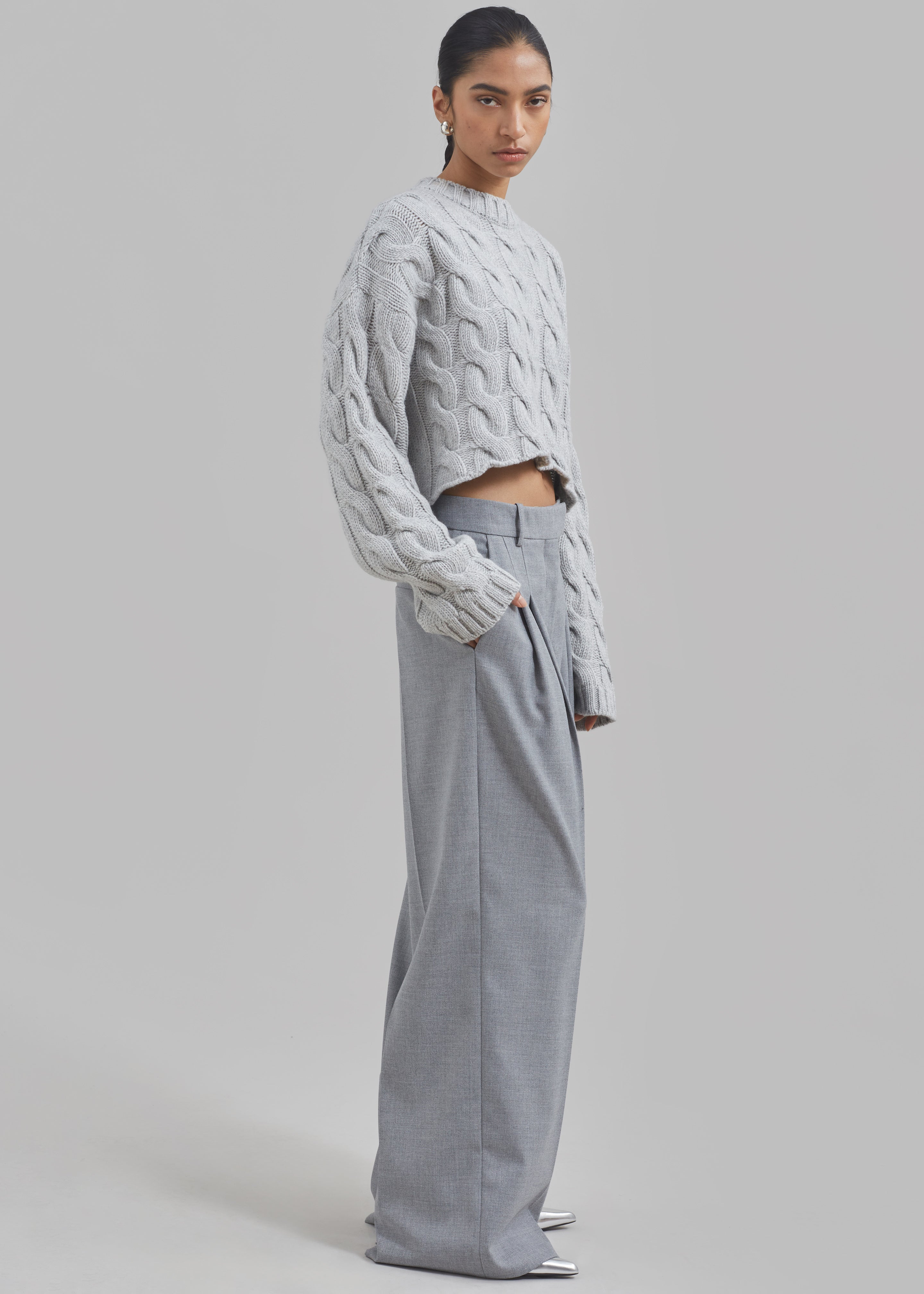 Chandler Braided Sweater - Grey - 7
