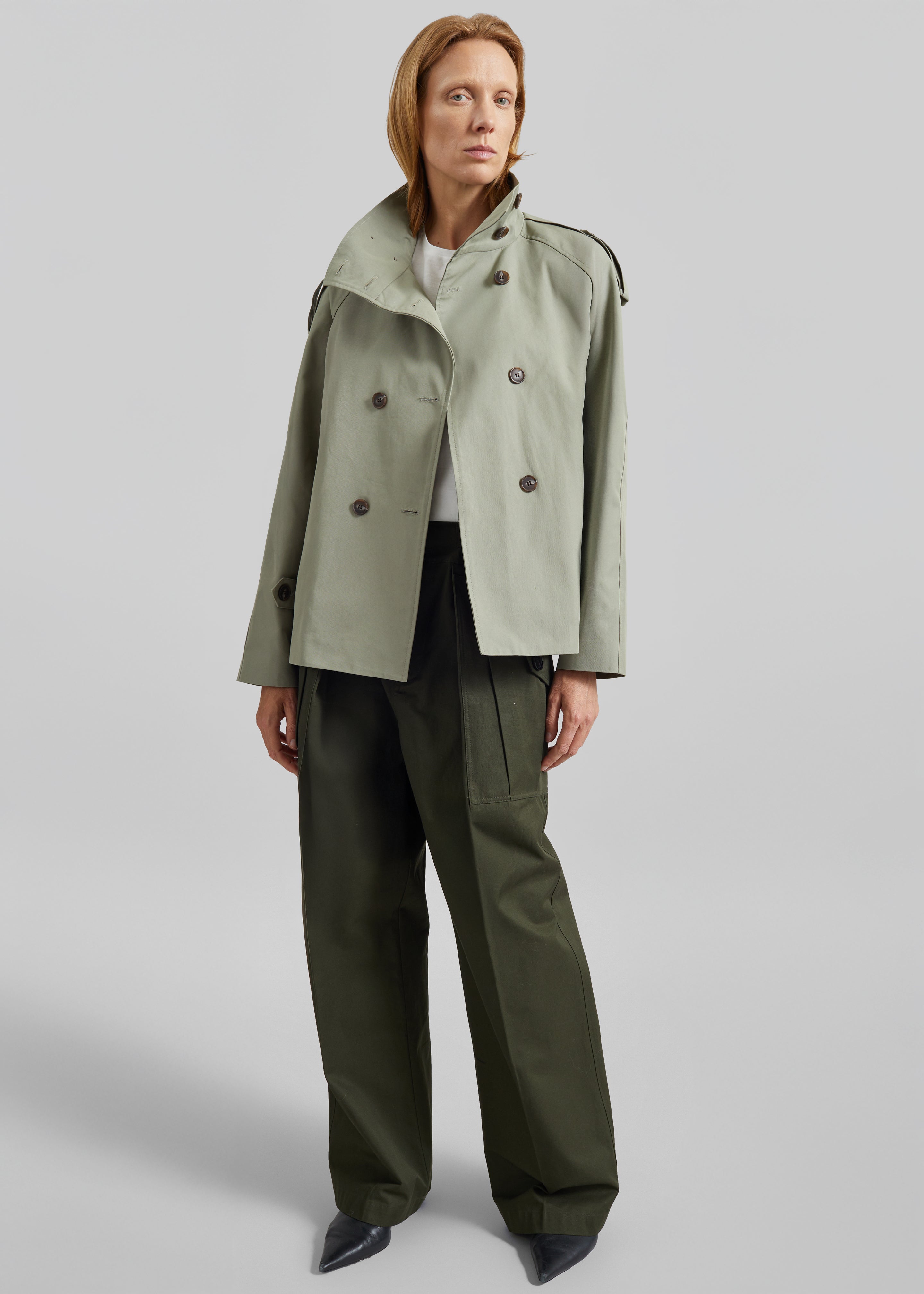 Charonne Scarf Short Trench - Sage – The Frankie Shop