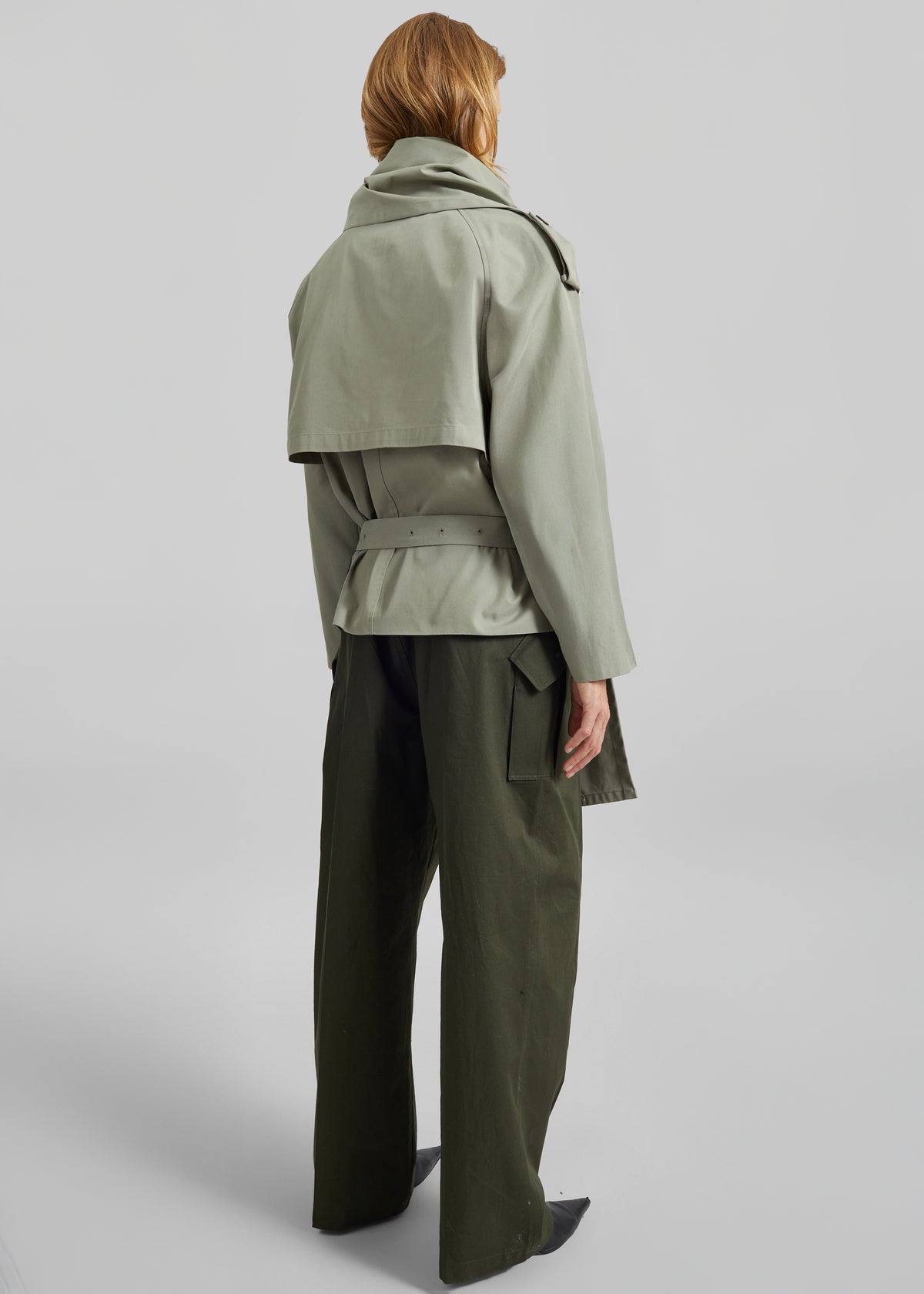 Charonne Scarf Short Trench - Sage - 9