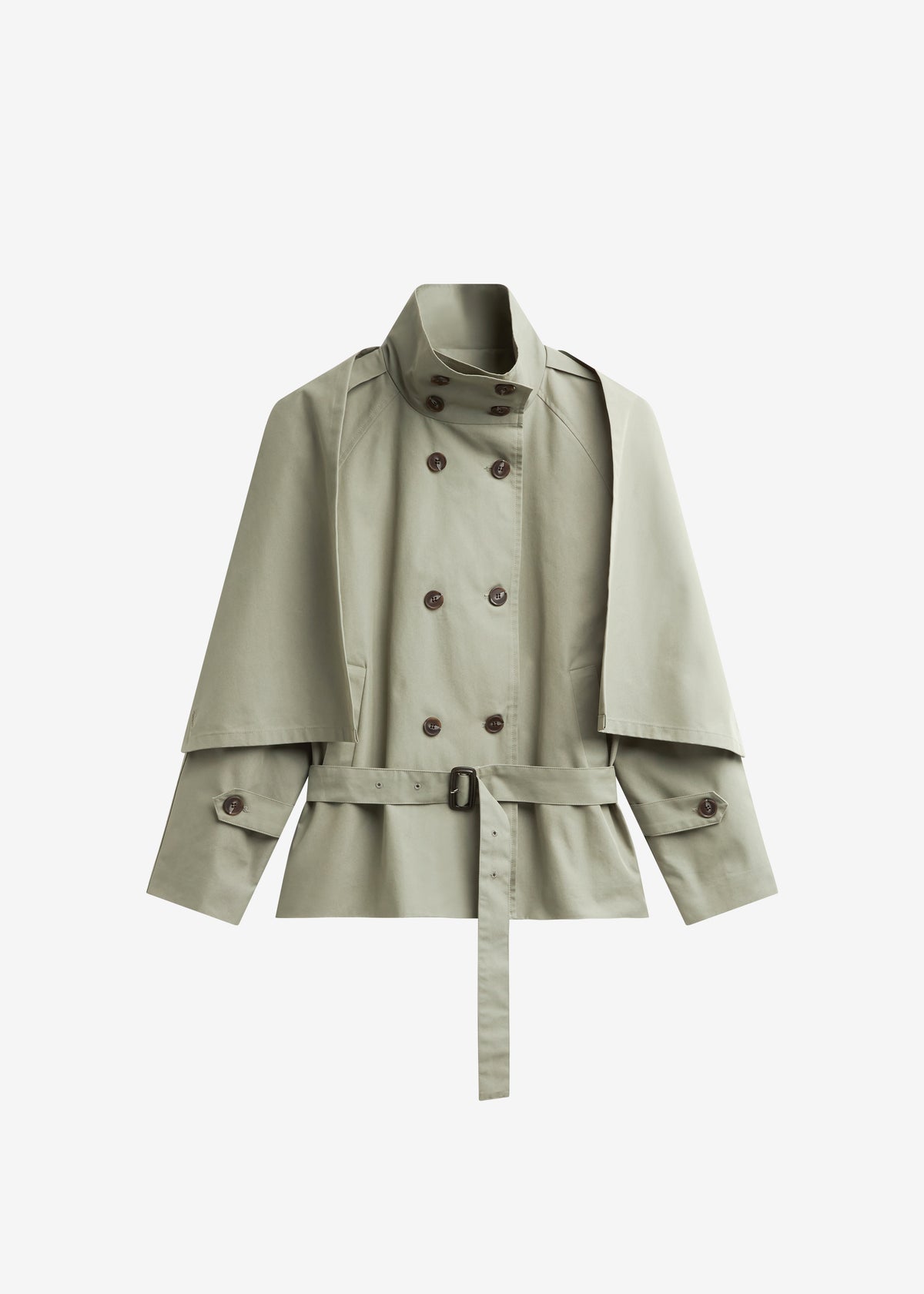 Charonne Scarf Short Trench - Sage - 10