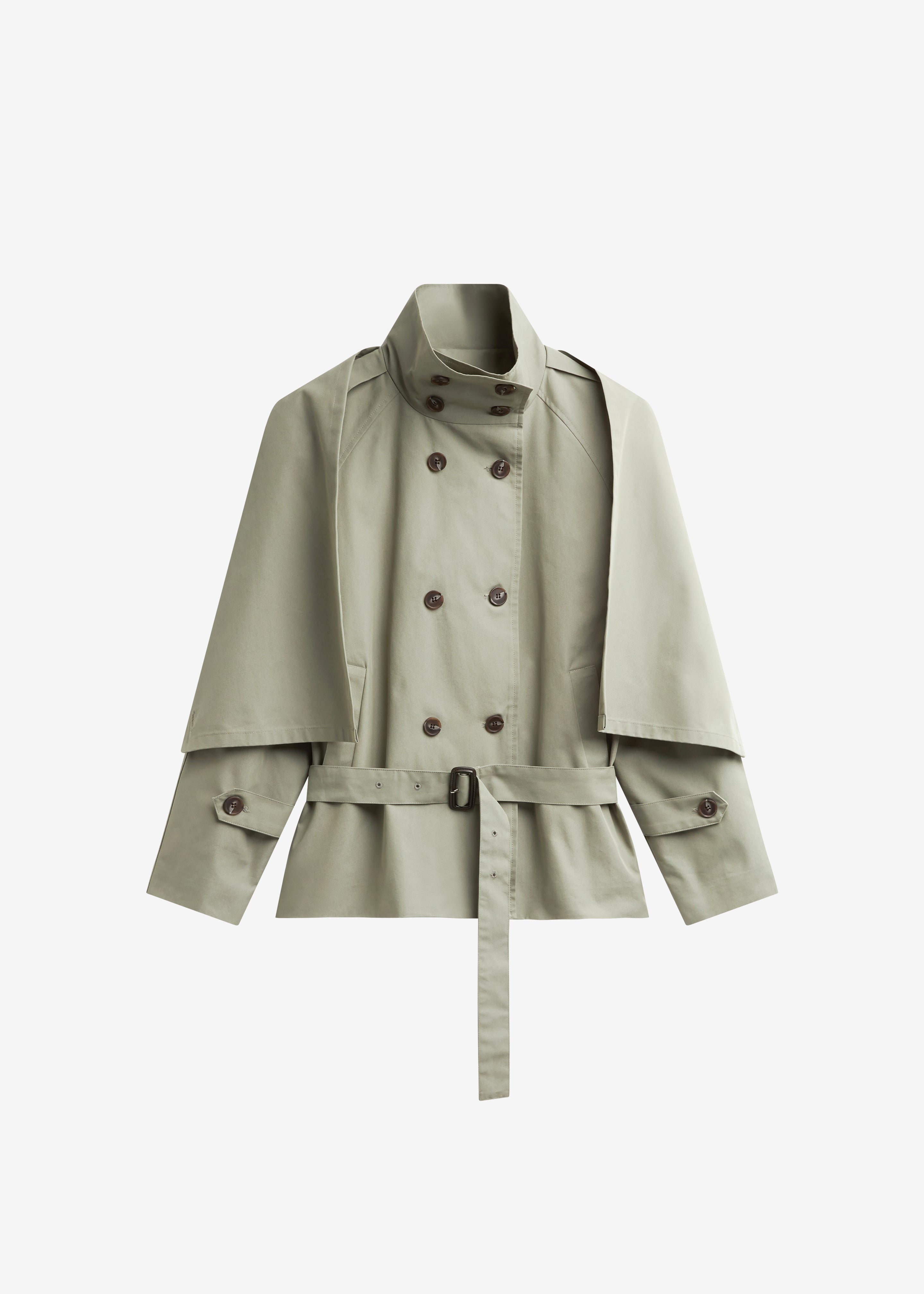 Charonne Scarf Short Trench - Sage - 10