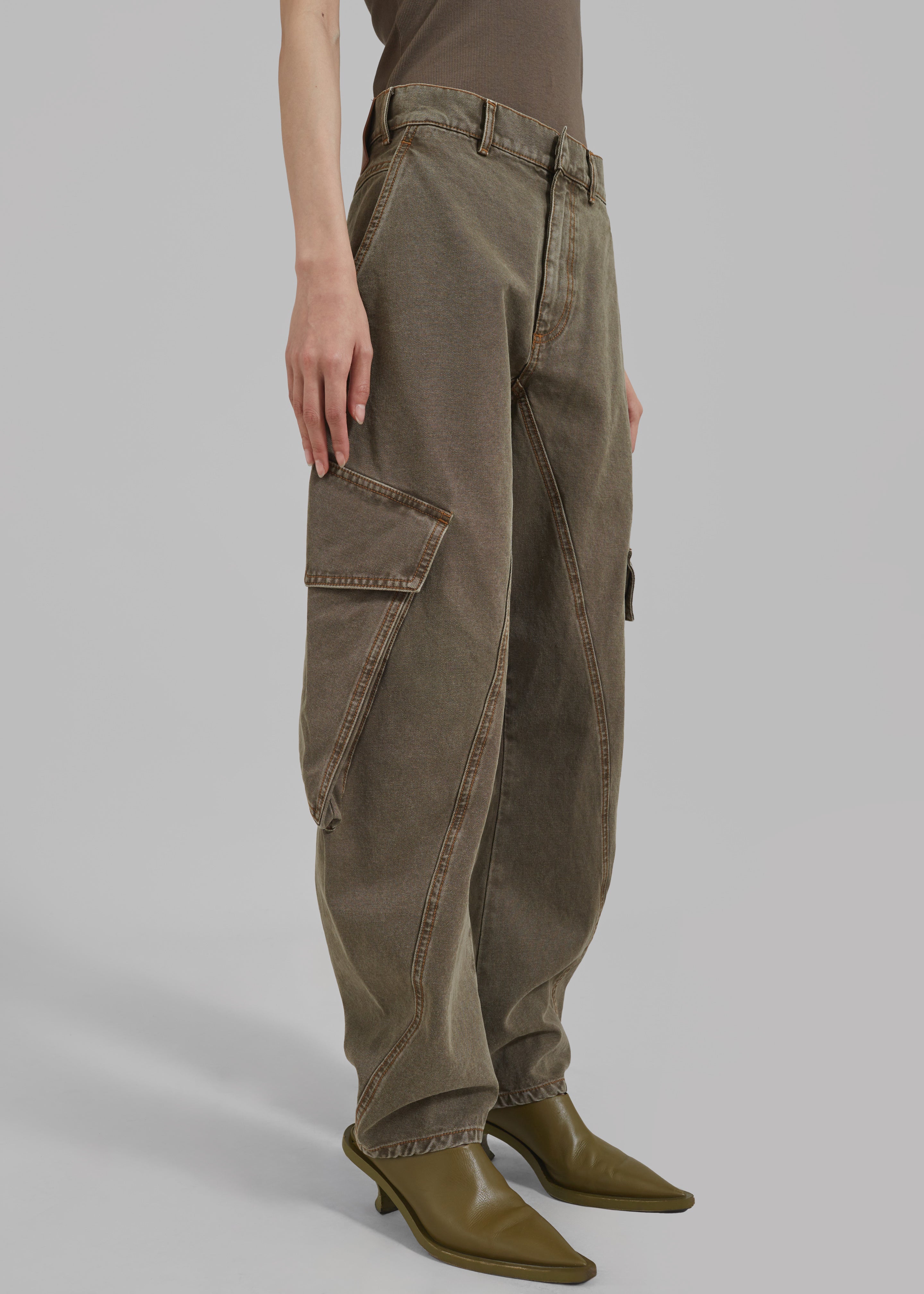 JW Anderson Twisted Cargo Trousers - Khaki - 3
