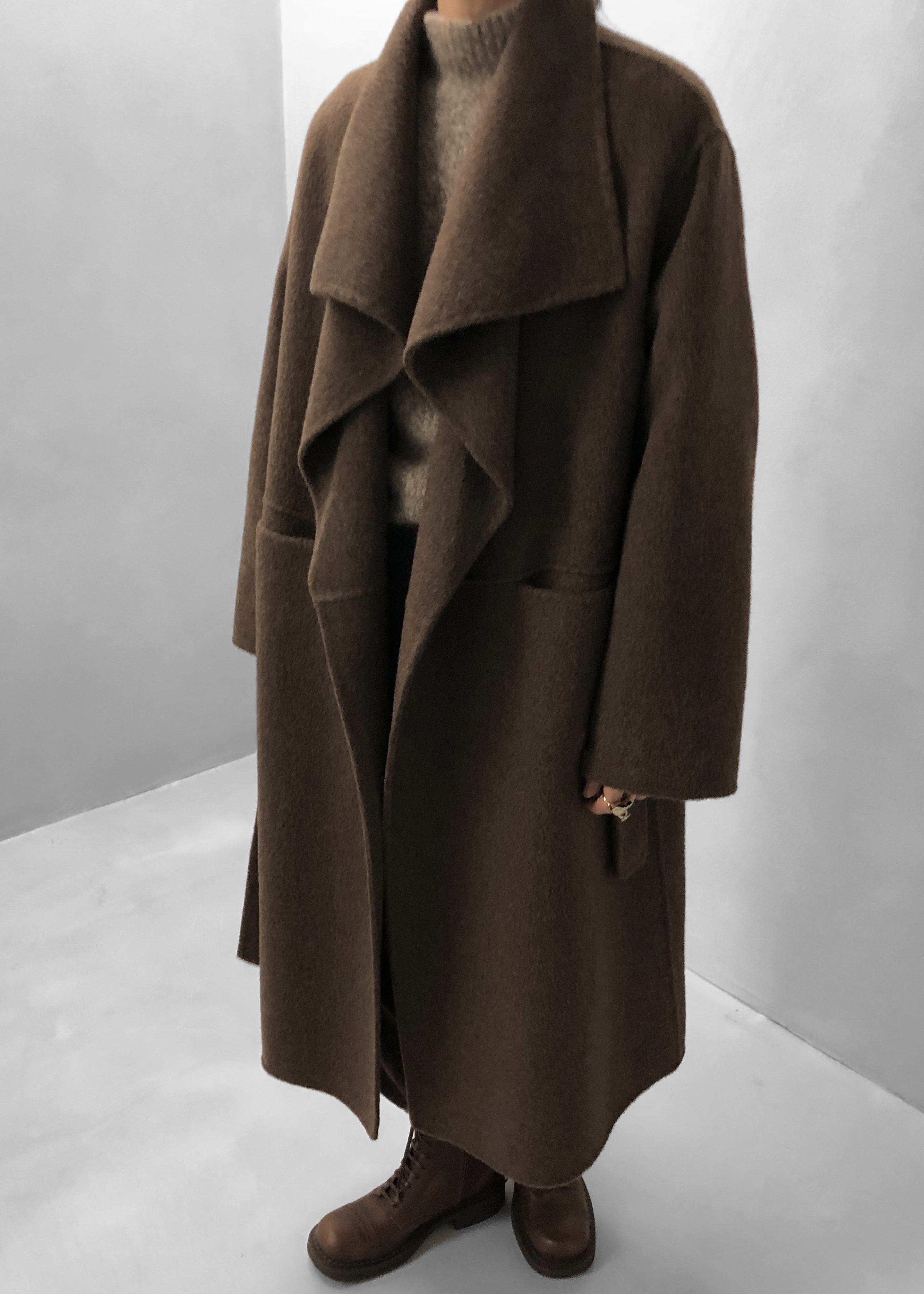 Cheshire Shawl Collar Wool Coat - Brown - 7