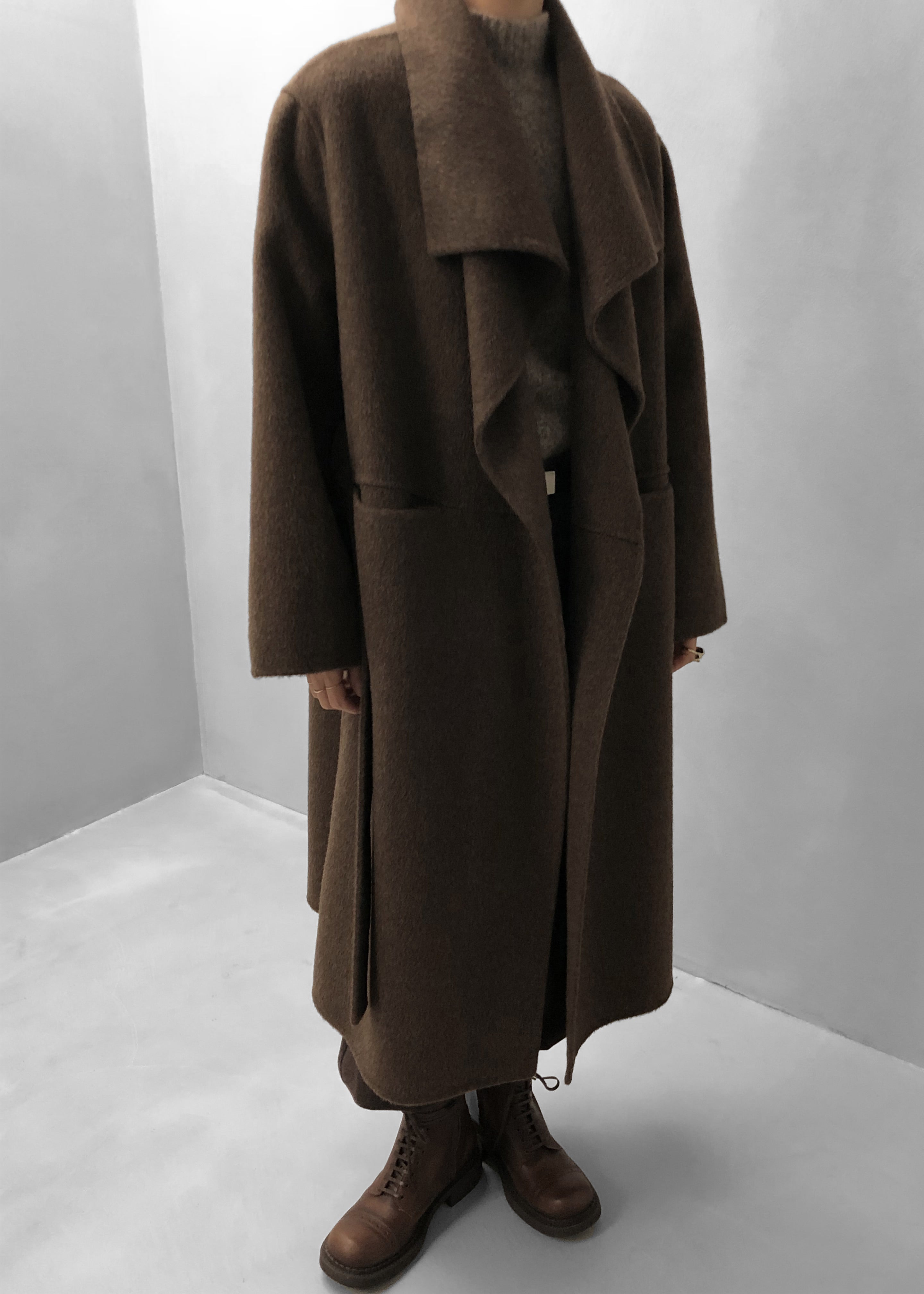 Cheshire Shawl Collar Wool Coat - Brown - 10