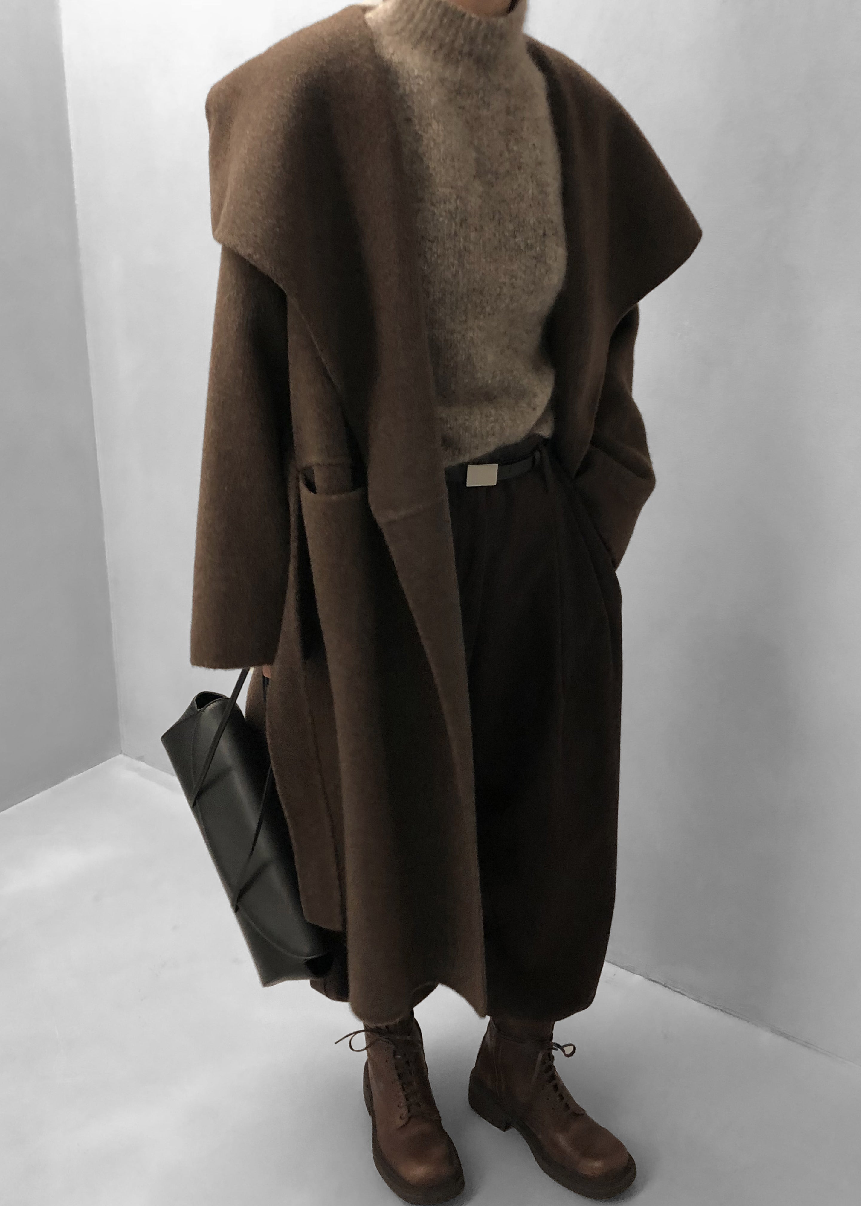 Cheshire Shawl Collar Wool Coat - Brown - 11