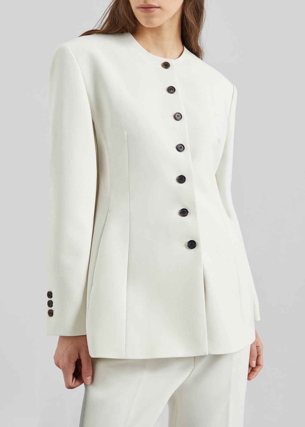 Chesnay Collarless Blazer - Cream - 5