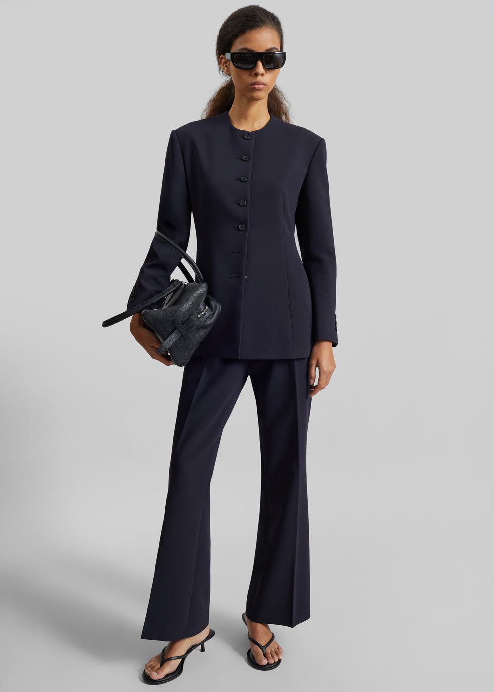Chesnay Collarless Blazer - Navy