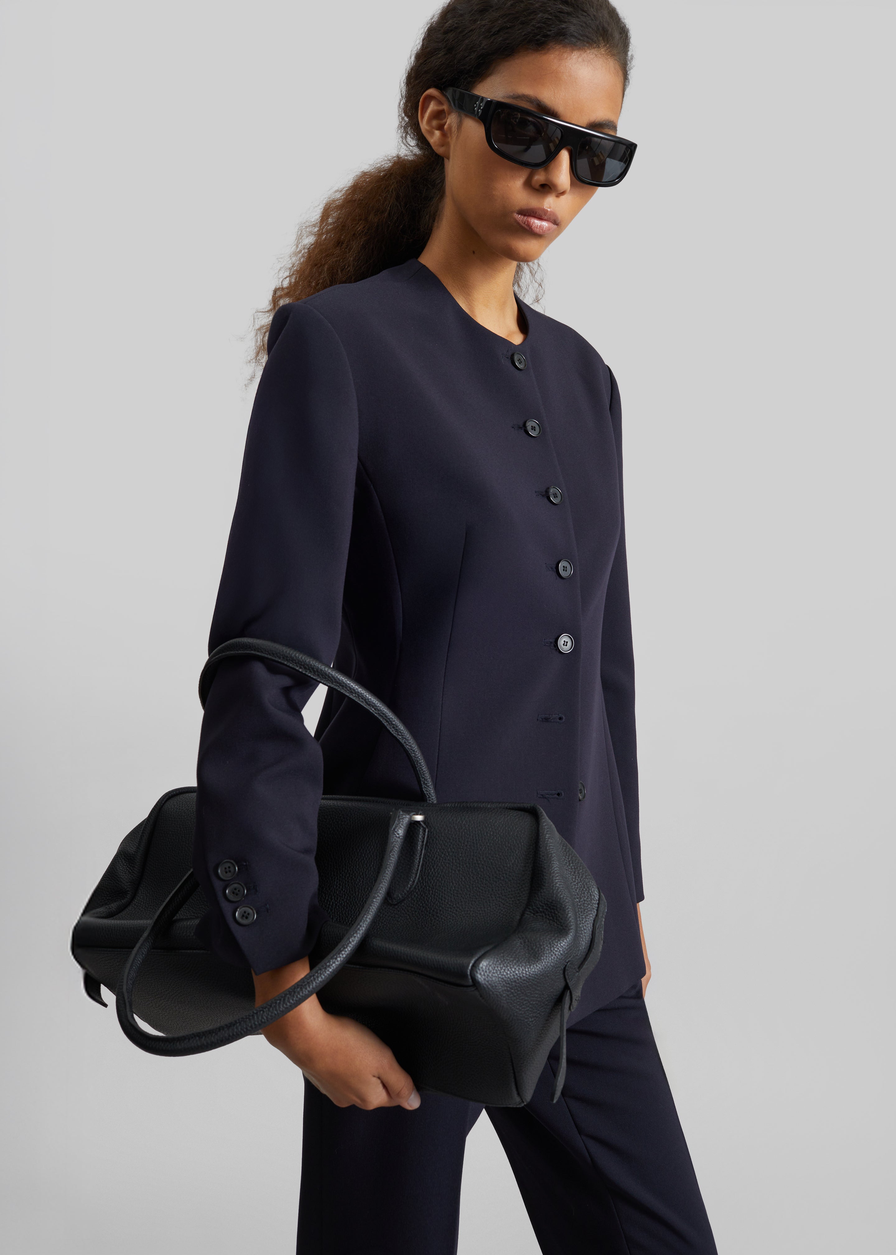 Chesnay Collarless Blazer - Navy - 2