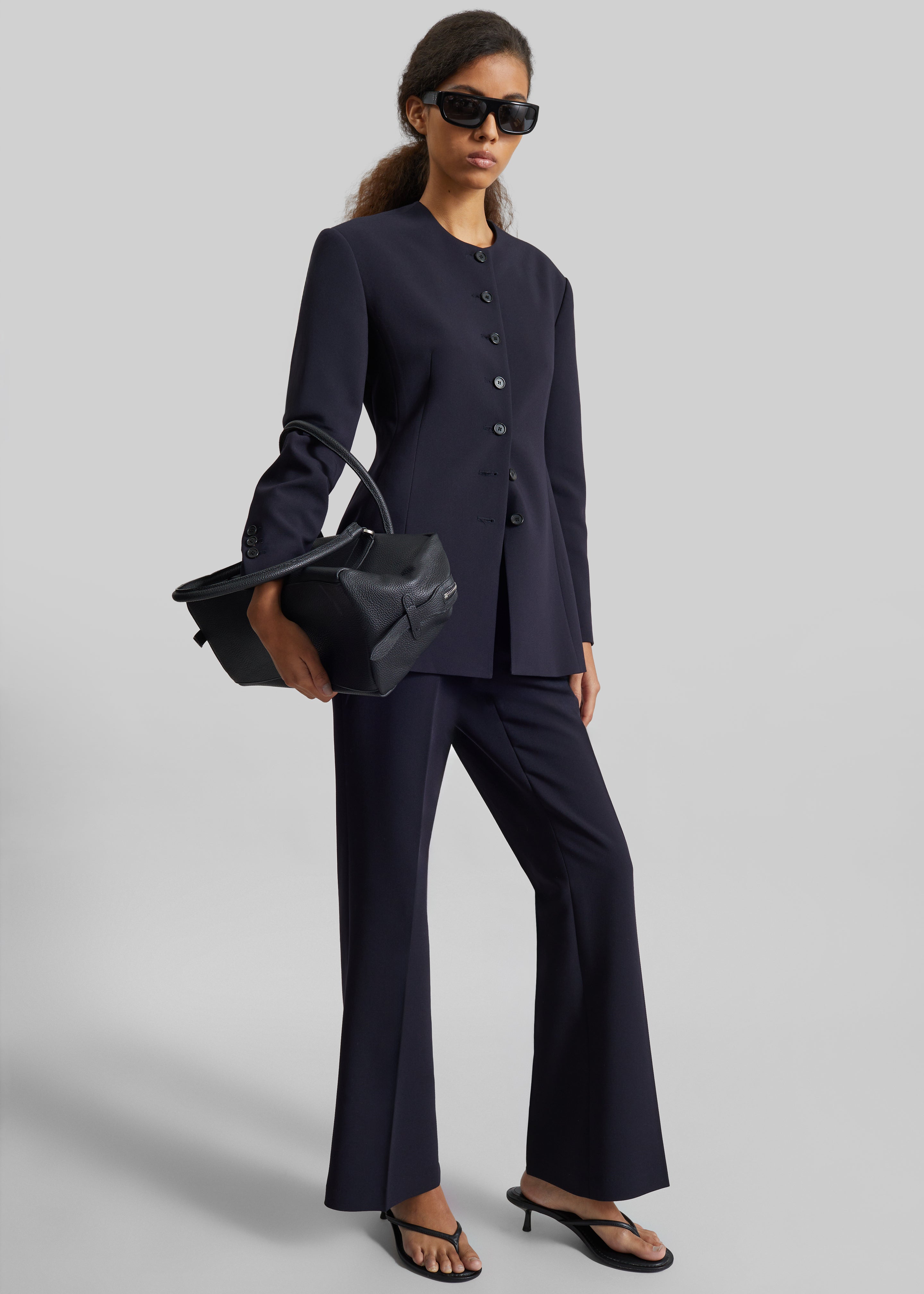 Chesnay Collarless Blazer - Navy - 4