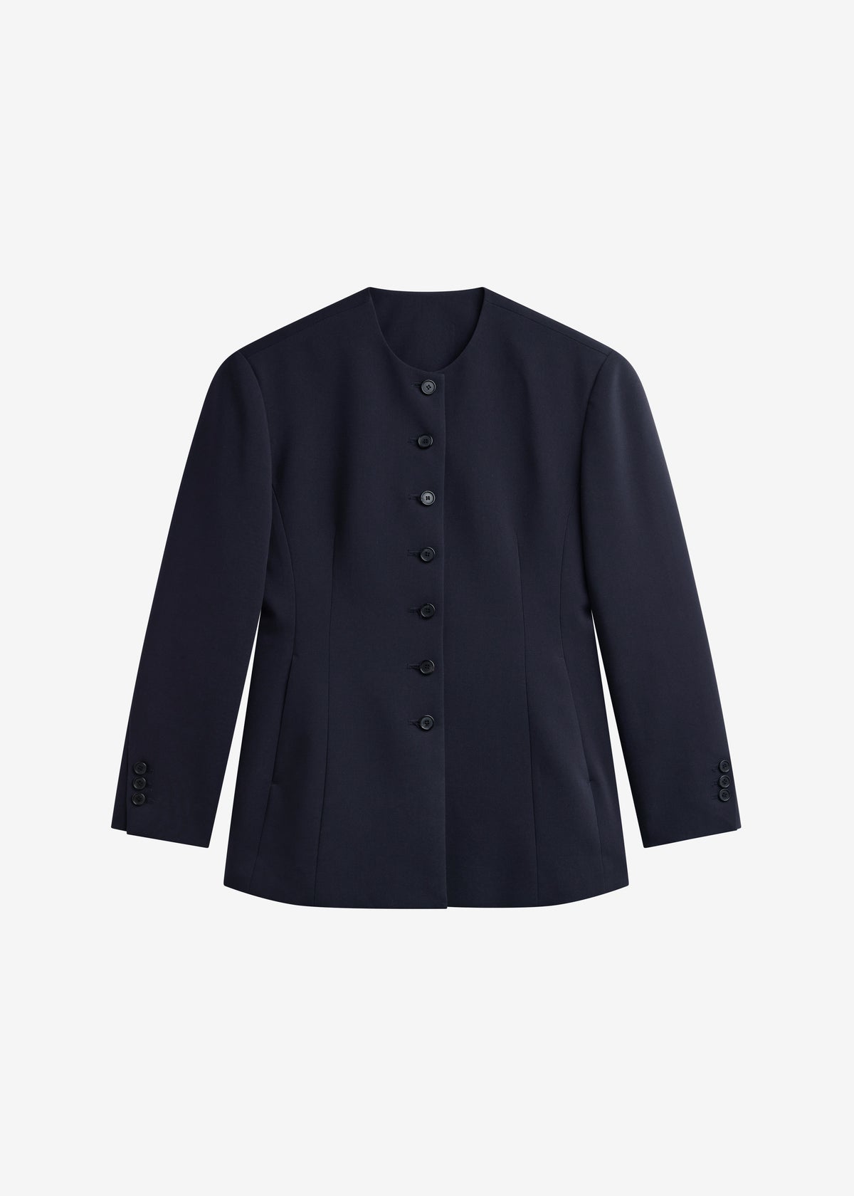 Chesnay Collarless Blazer - Navy - 7