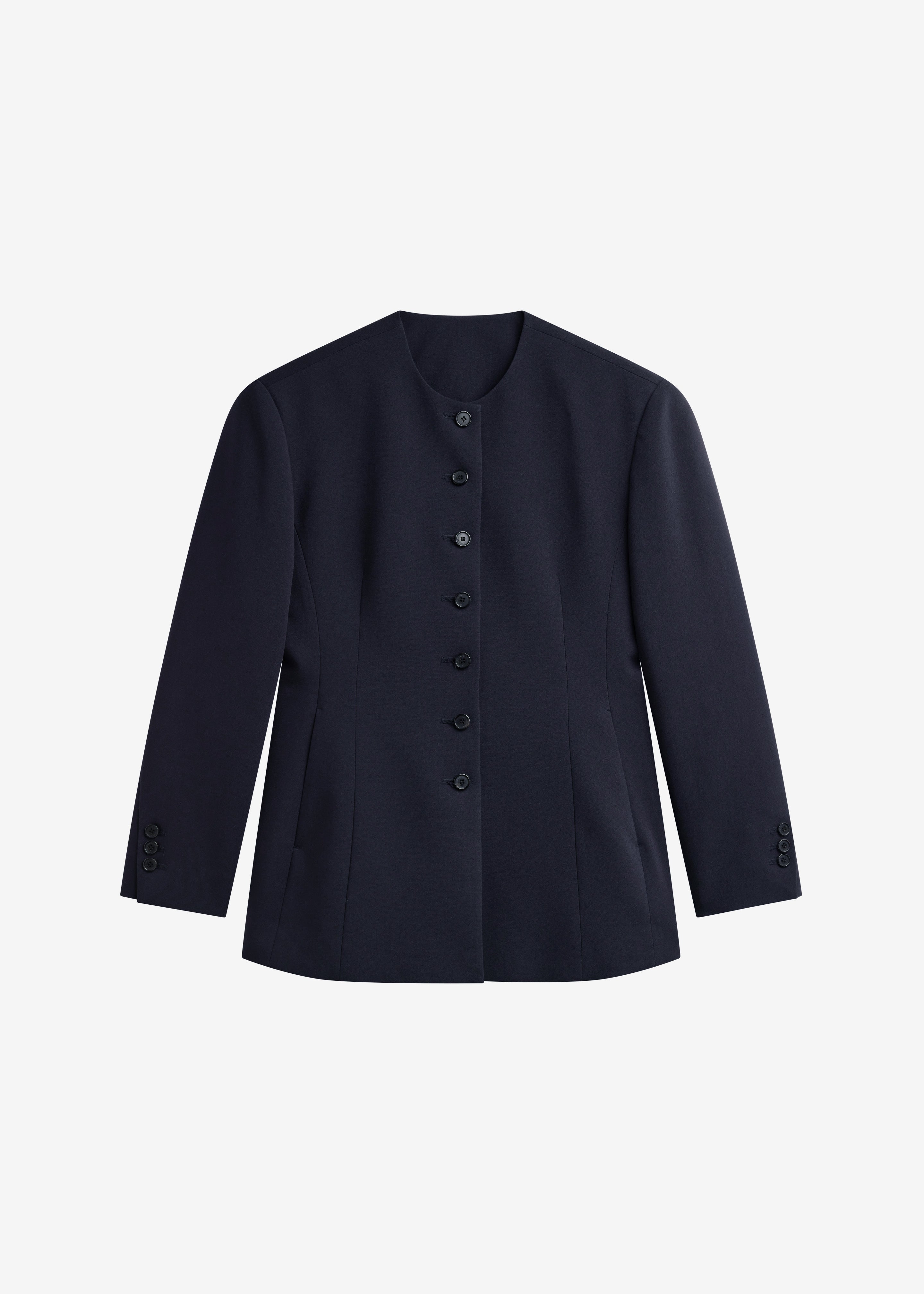 Chesnay Collarless Blazer - Navy - 7