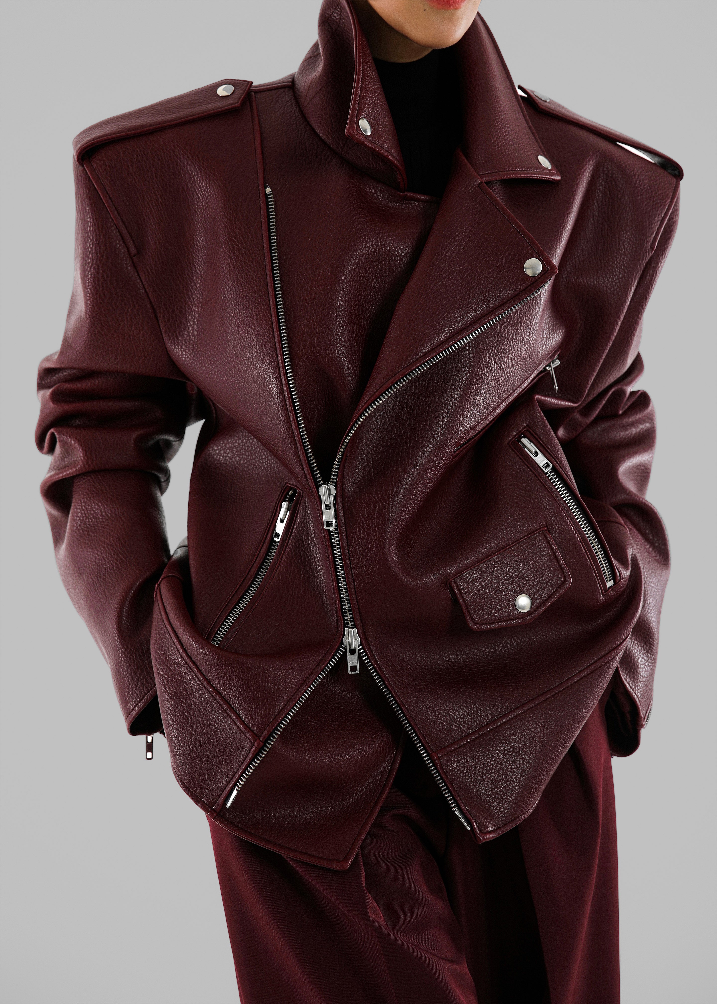 Motorcycle Burgundy leather shops jacket