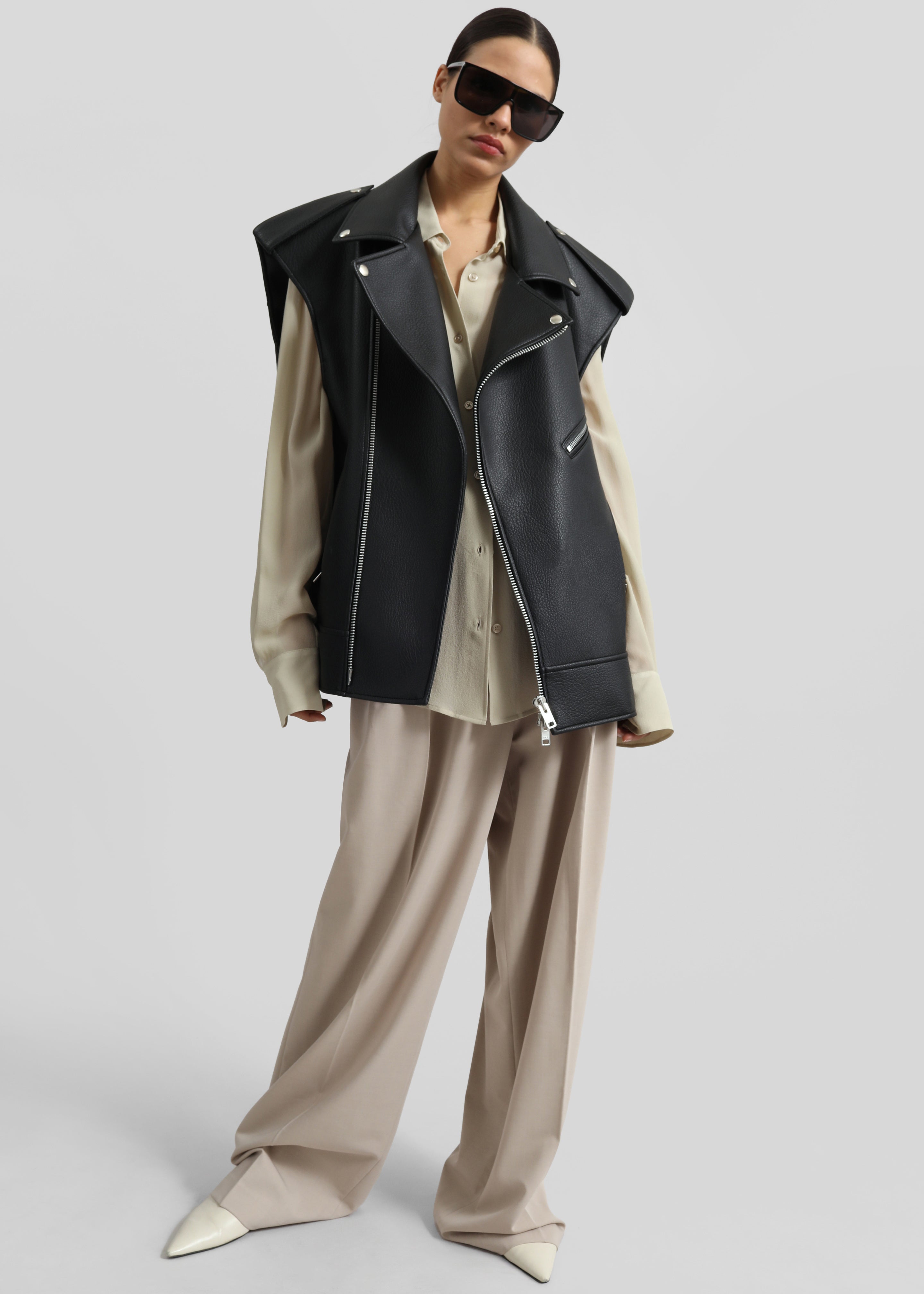 Chicago Oversized Biker Vest - Black – The Frankie Shop