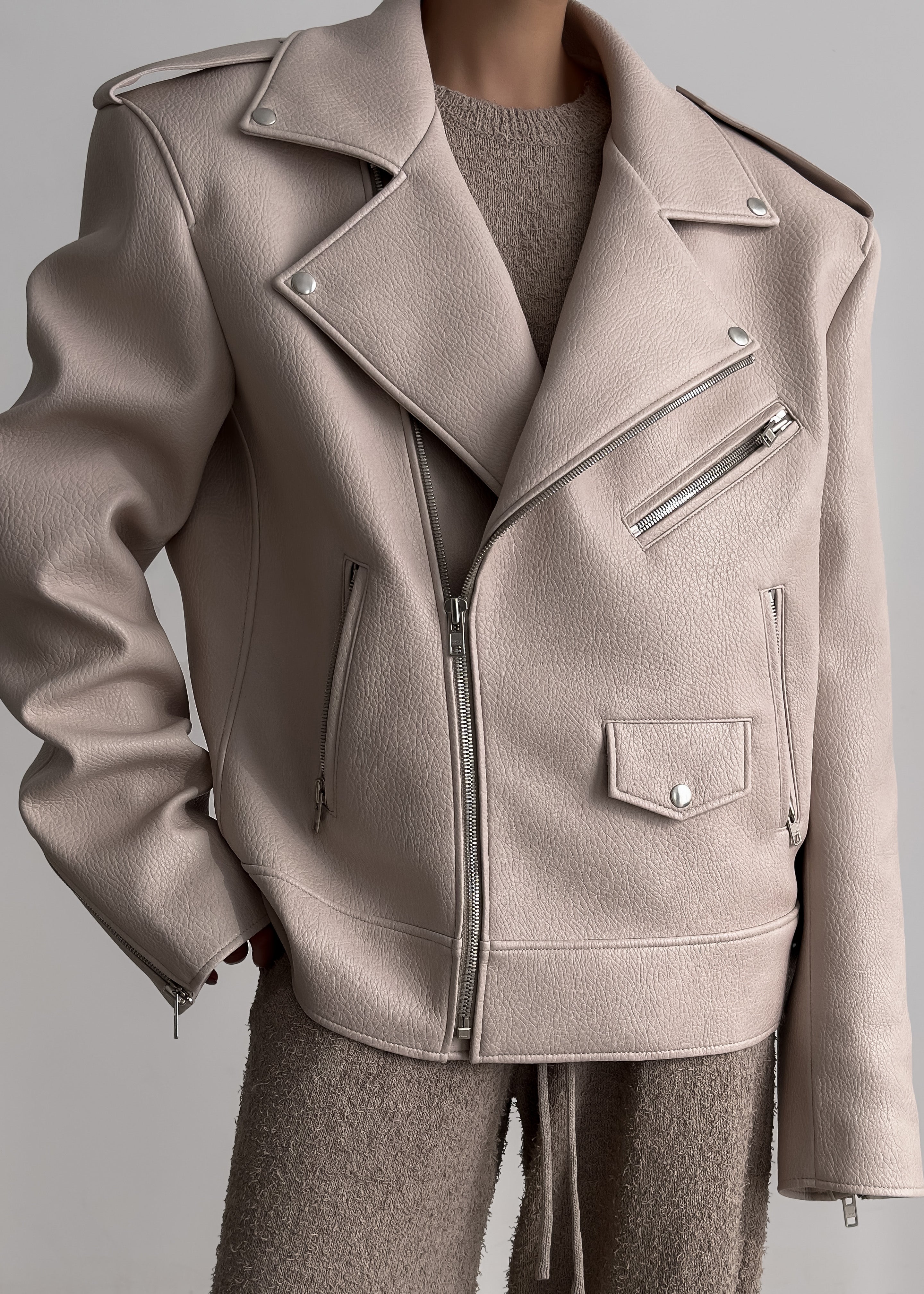 Chicago Oversized Biker Jacket - Cream – The Frankie Shop