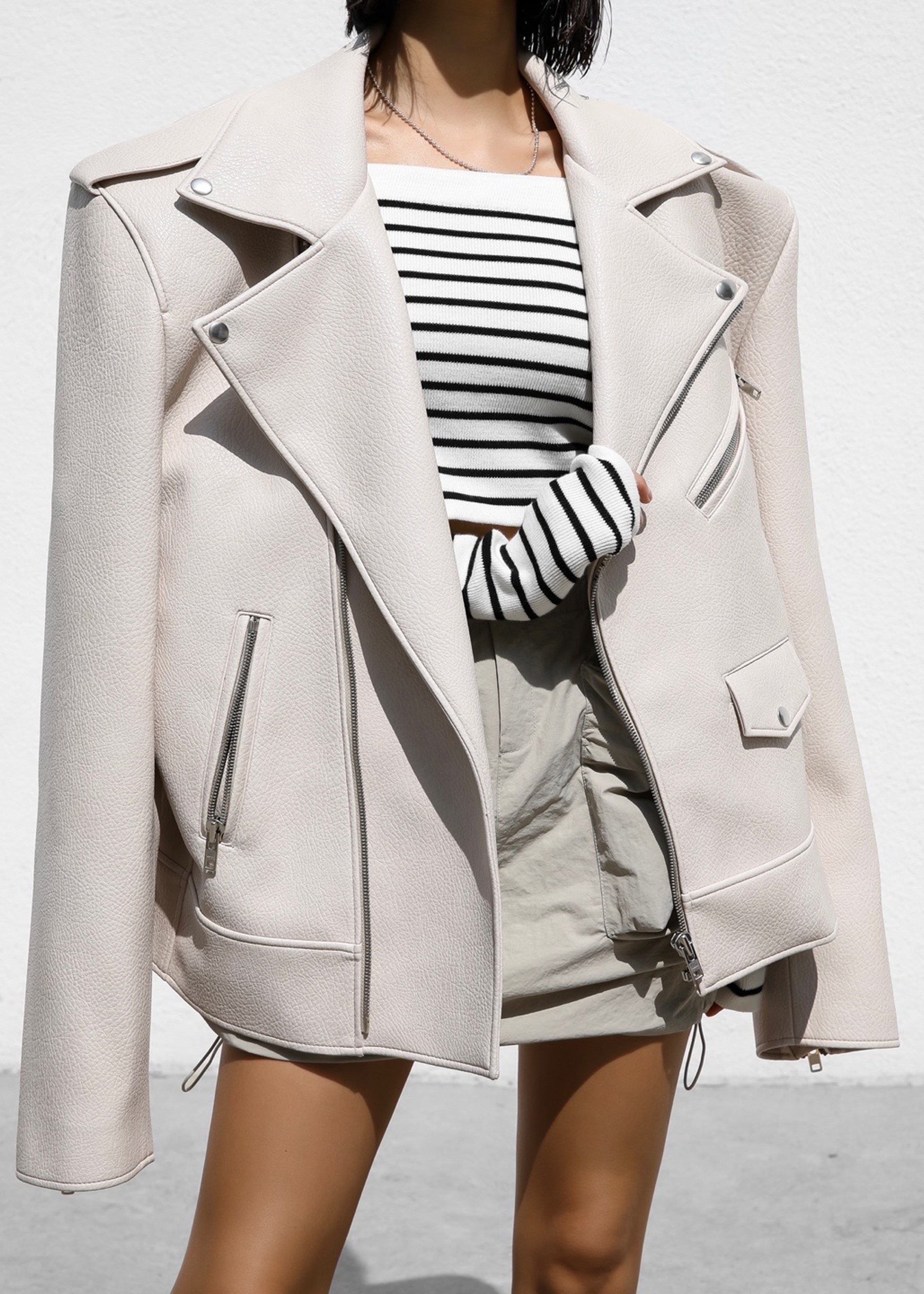 Chicago Oversized Biker Jacket - Cream – The Frankie Shop