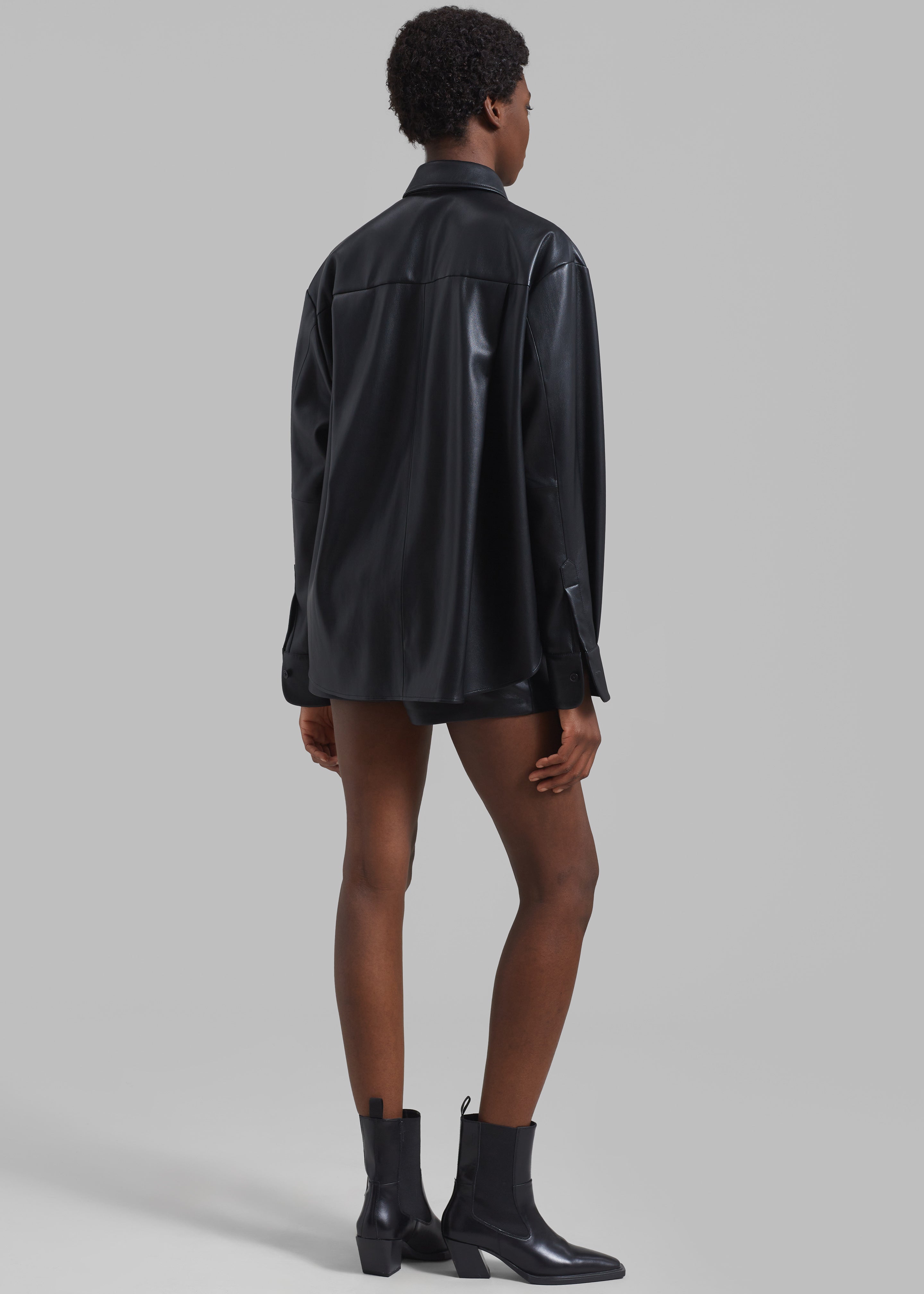 Chrissie Faux Leather Shirt - Black - 6