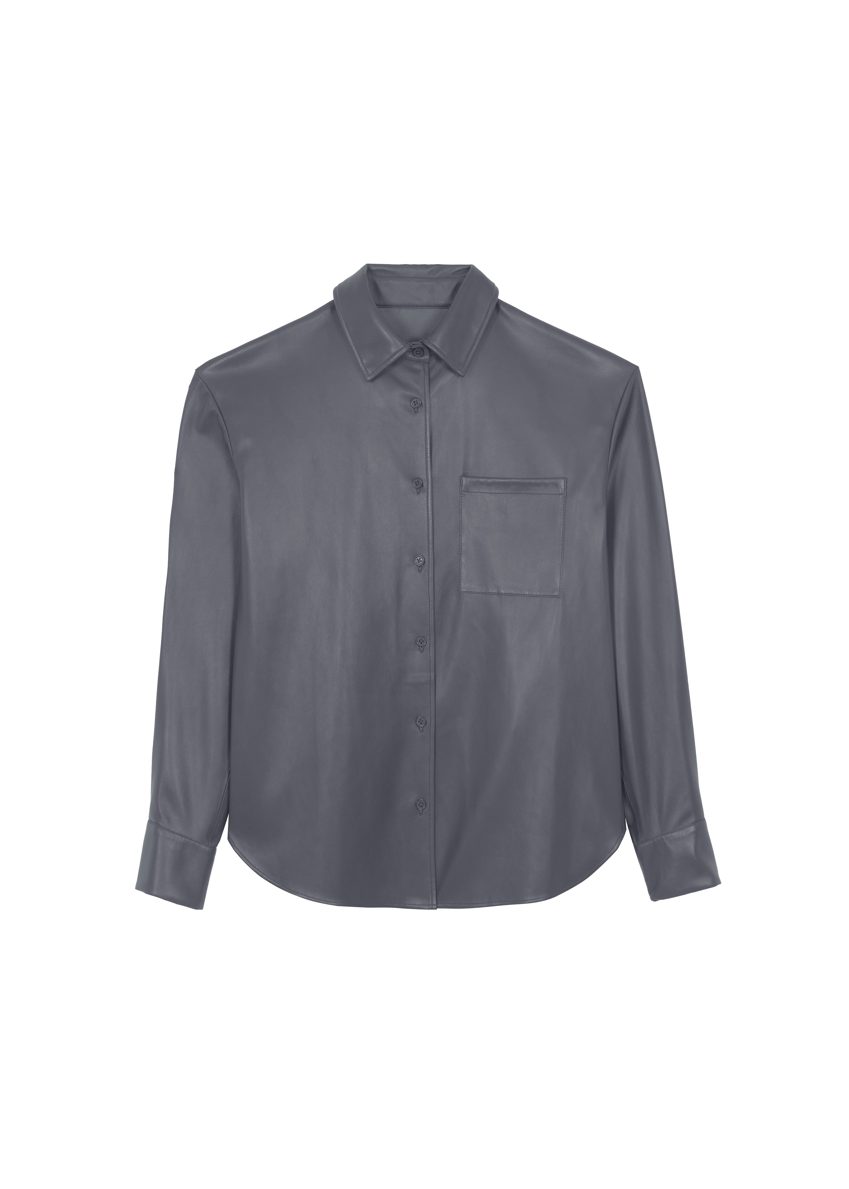 Chrissie Faux Leather Shirt - Grey - 8