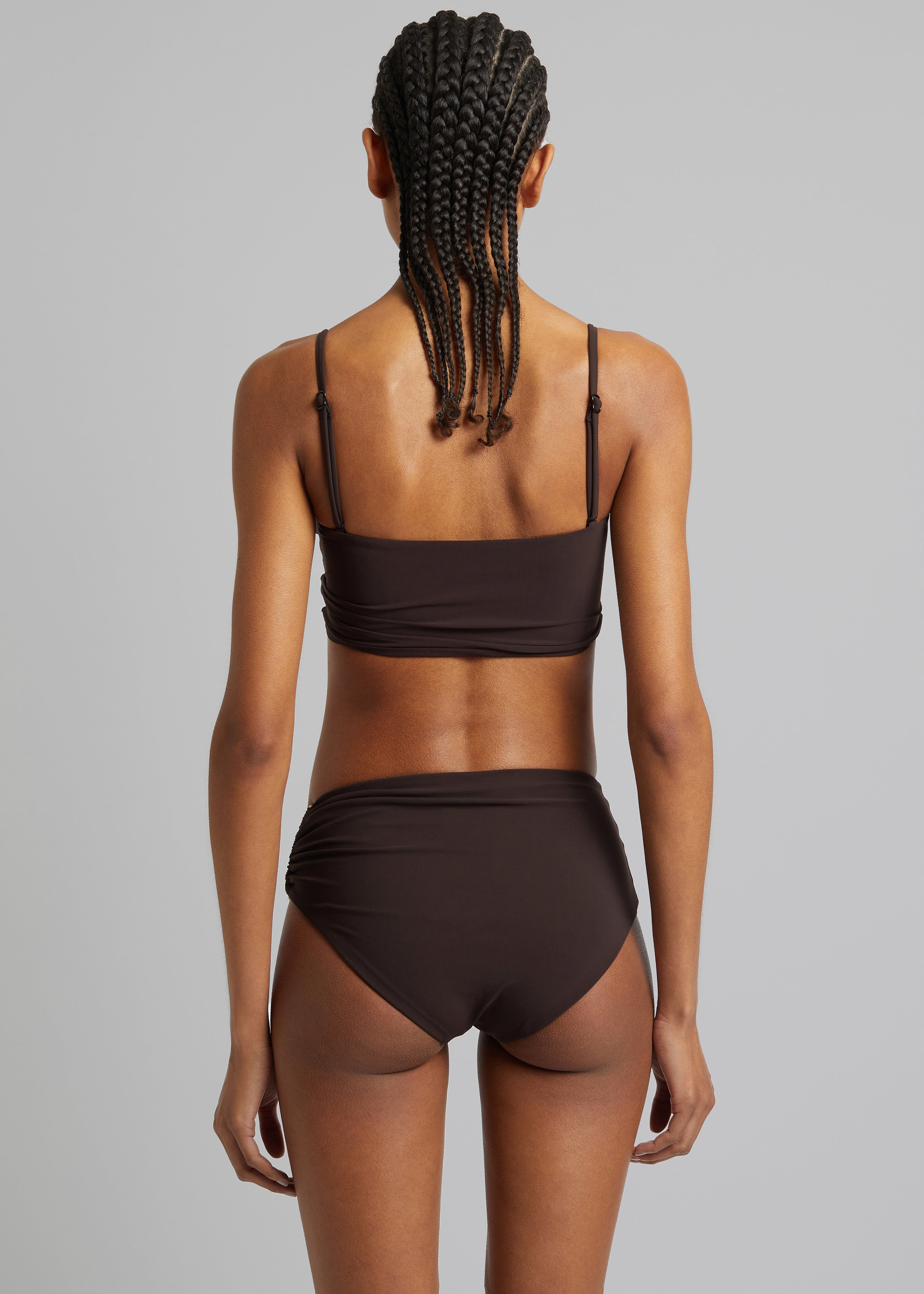 Christopher Esber Arced Ruched Swim Top - Cacao - 6