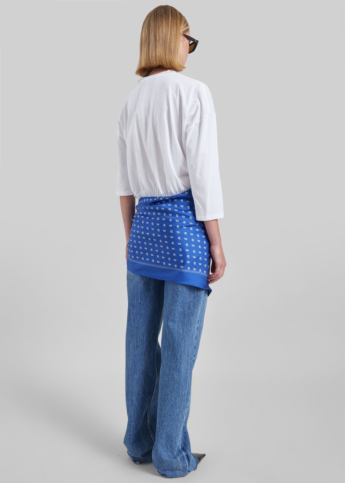 Christopher Esber Bandana Scarf Pareo Tee - White/Indigo Bandana Print - 6