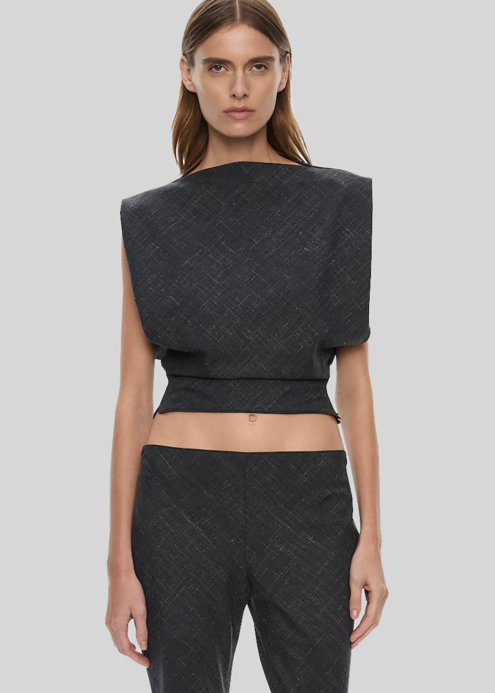 Christopher Esber Banyan Bias Top - Tropical Charcoal Marle - 1