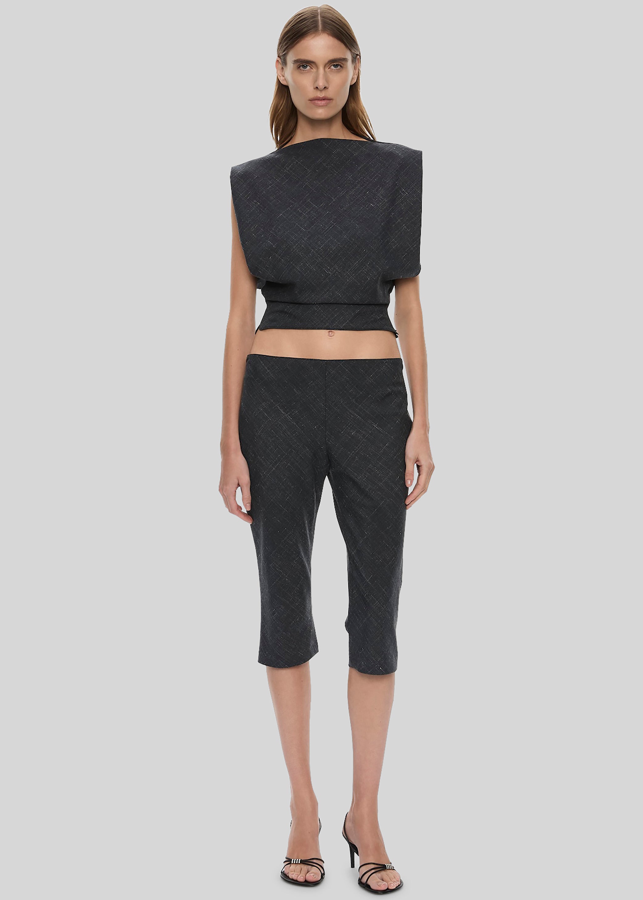 Shop the look image for Christopher Esber Banyan Capri Pants - Tropical Charcoal Marle