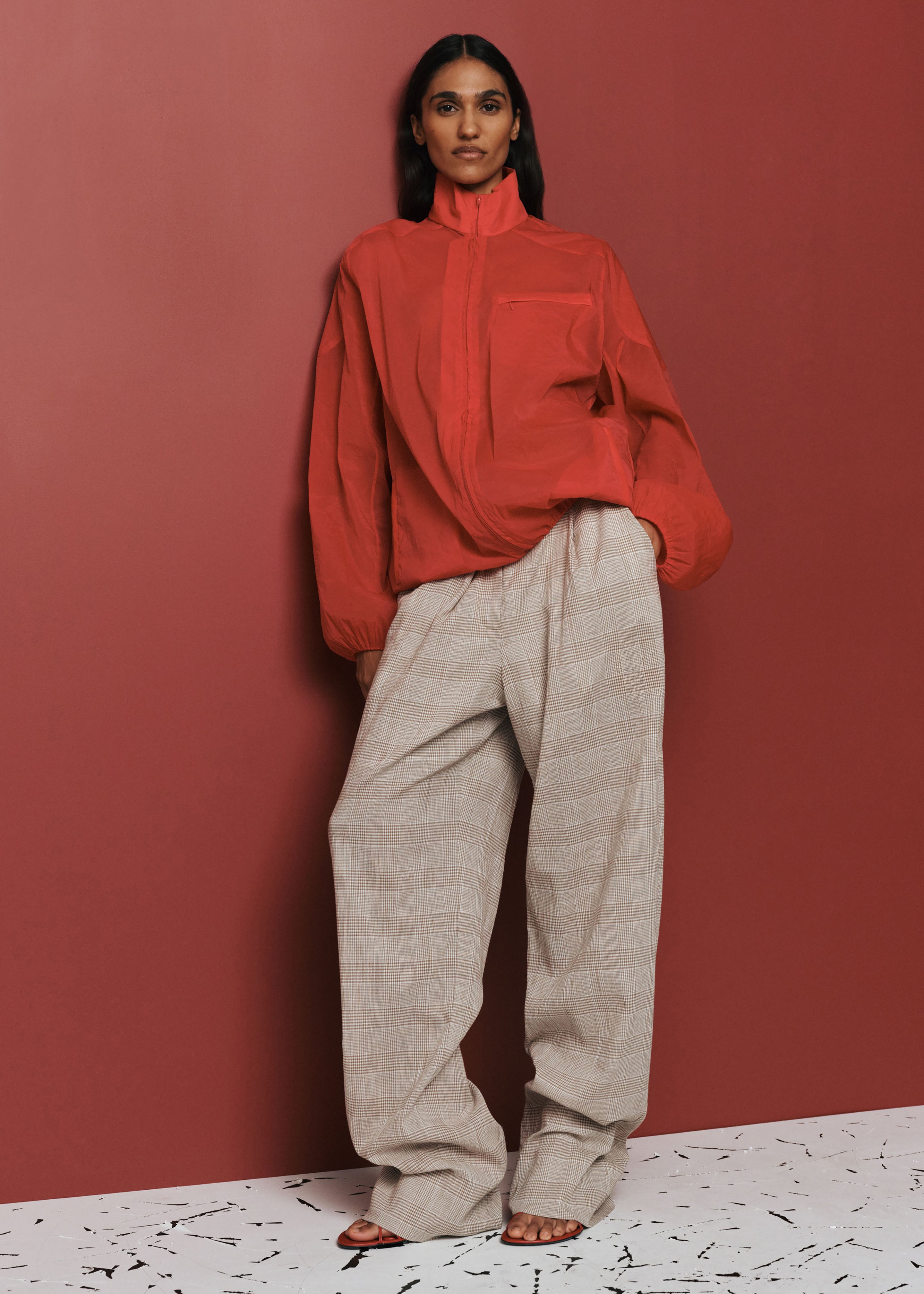 Christopher Esber Dannie Lucent Mottled Sheer Bomber - Flame