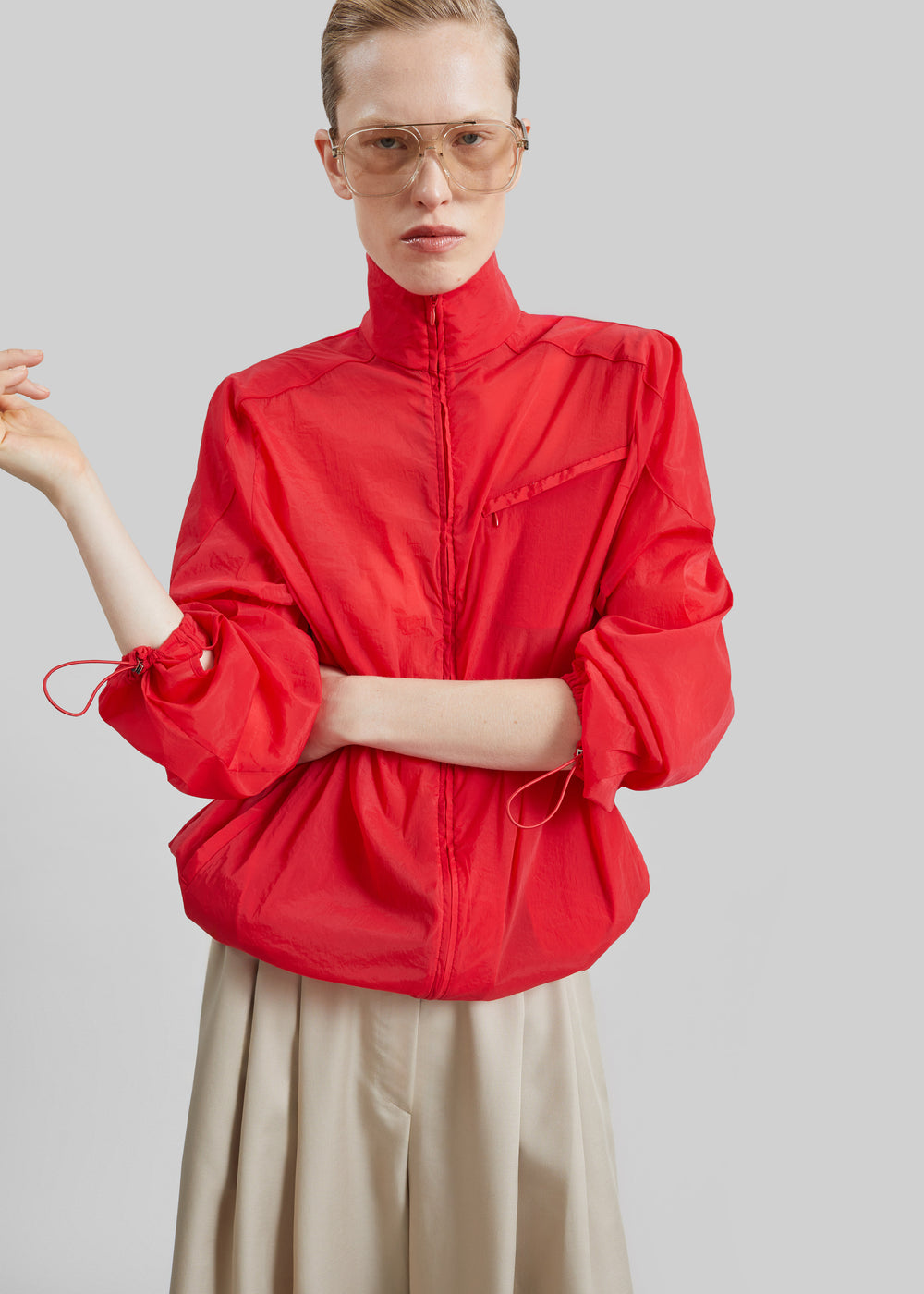 Christopher Esber Dannie Lucent Mottled Sheer Bomber - Flame - 1